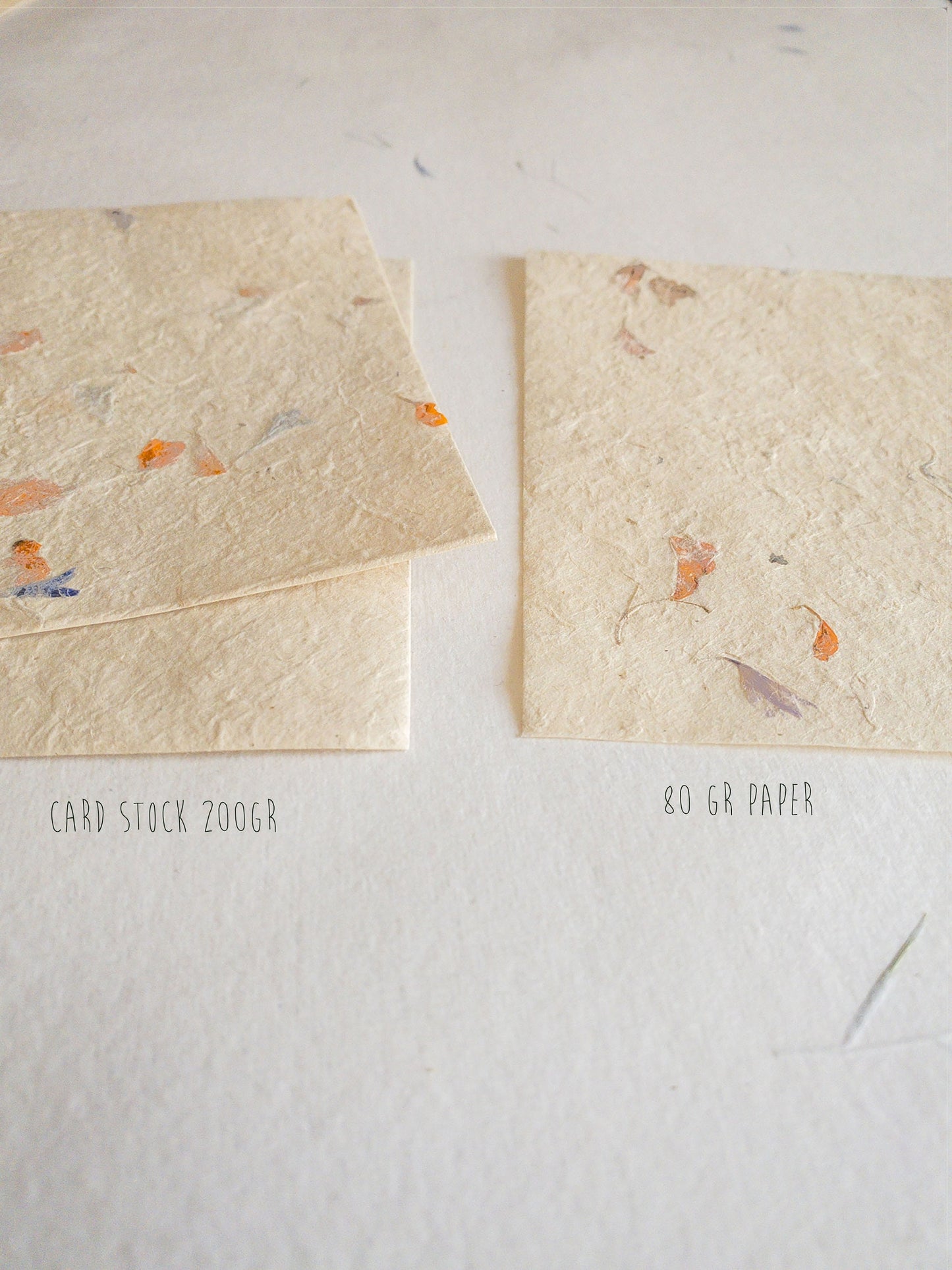 SET OF FIVE Handmade Deckle Paper with Envelop, real pressed flower A5 & A6 paper, Invitation Paper, inkjet paper, Papier Fait Main