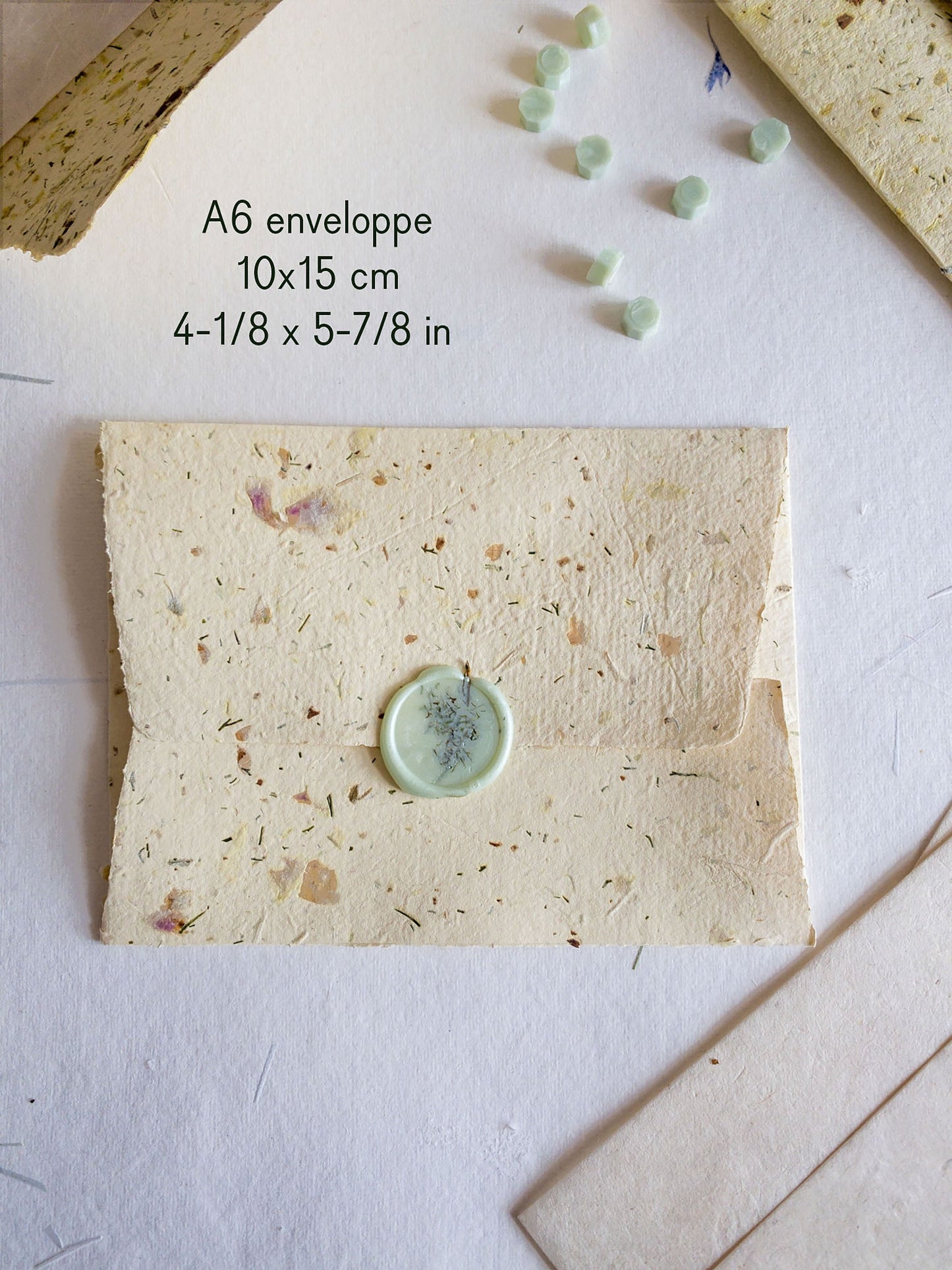 C6 Herb and Damask Rose Deckle Edge Envelope