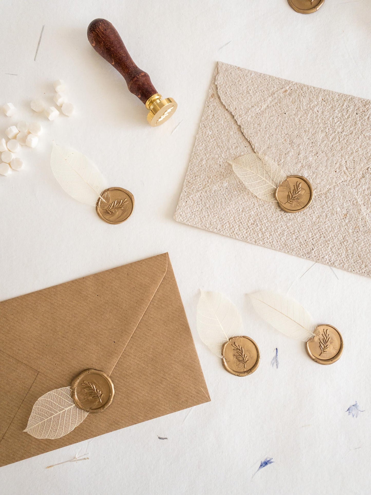 Self Adhesive wax seal with natural skeleton leaves, Gold Leaf Wax Seals, Invitation Wax Seals, Wedding Wax Seal Stickers