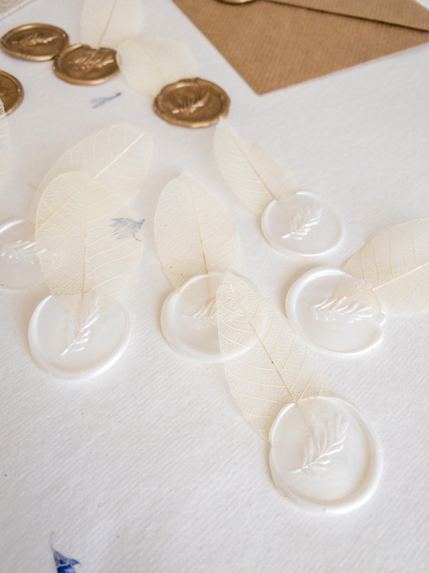 Self Adhesive wax seal with natural skeleton leaves, Gold Leaf Wax Seals, Invitation Wax Seals, Wedding Wax Seal Stickers