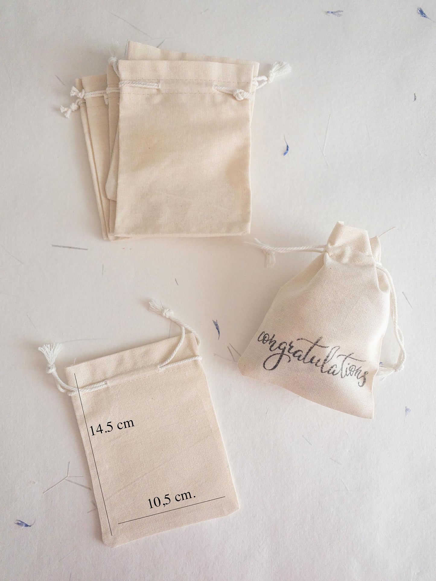 SET OF 10 cotton gift bags. warm white Fustian cotton sachets for Gifts or jewellery Pouches. Wedding party gift. Bag for wedding favor.