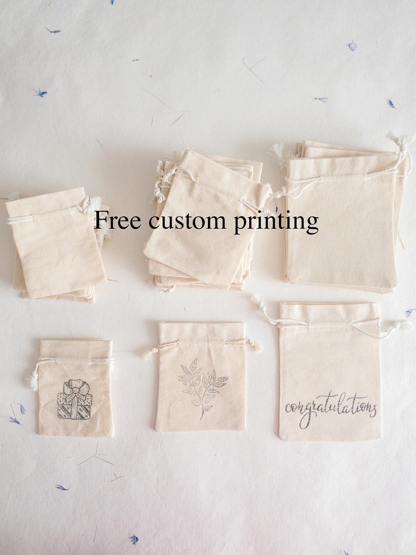 SET OF 10 cotton gift bags. warm white Fustian cotton sachets for Gifts or jewellery Pouches. Wedding party gift. Bag for wedding favor.