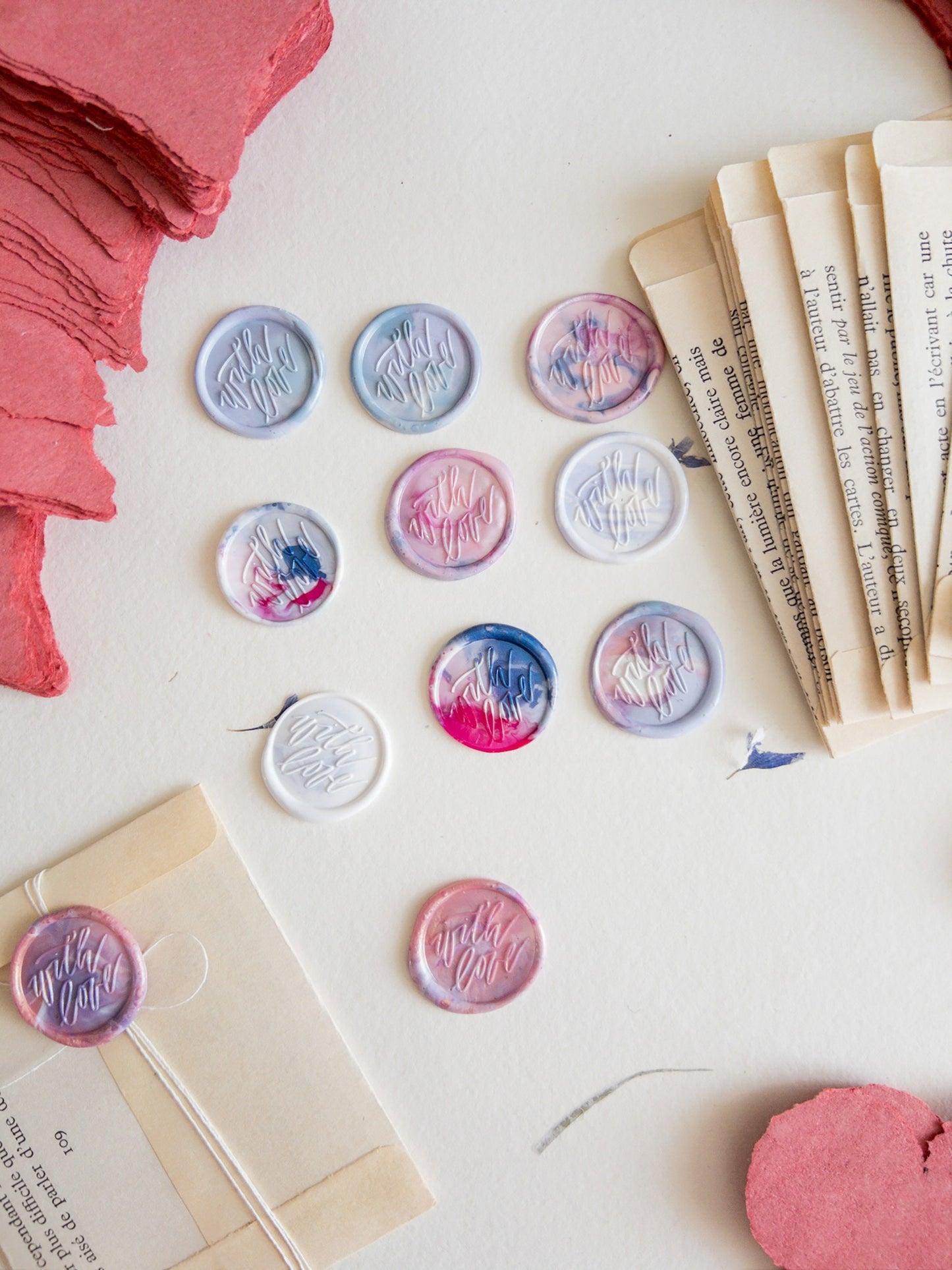 handmade deckle edge heart paper with Envelope