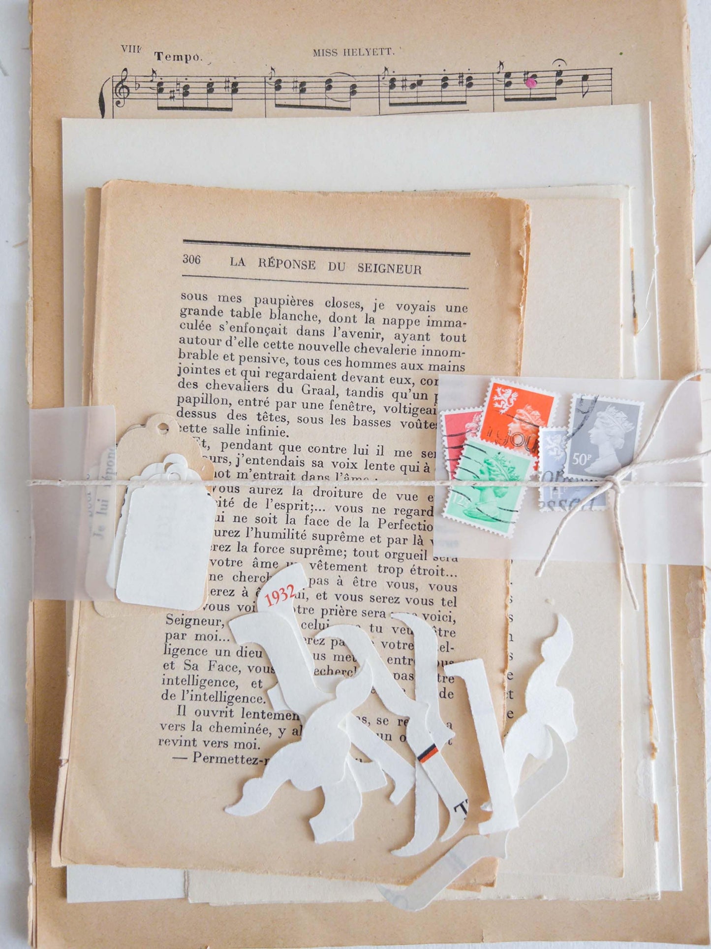 Old book paper bundle , snail mail paper , stationery paper bundle, decorative paper, junk Journal paper bundle, scrap booking paper