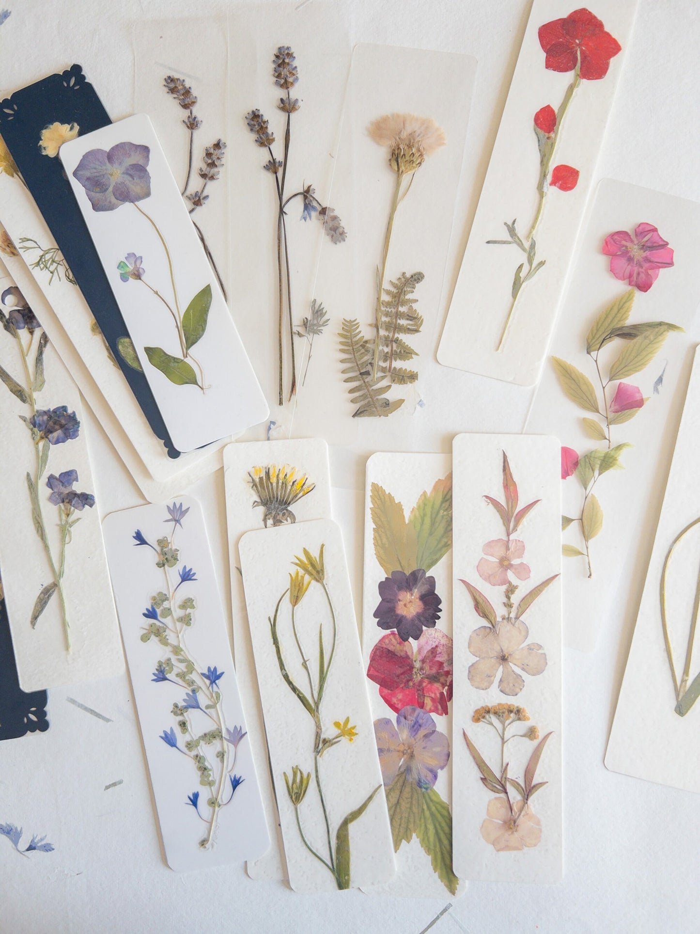 Pressed flower bookmark ""SET of 5 "" Mystery selection , Kraft paper, handmade bookmark, dried flower, fleur séchée , marque page