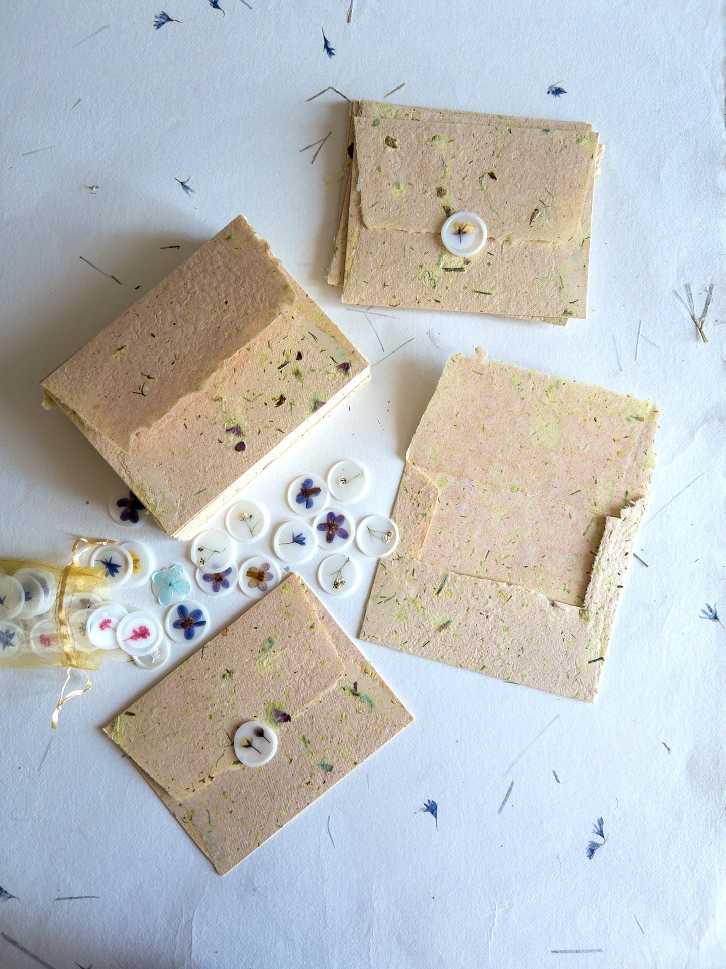 C6 Herb and Damask Rose Deckle Edge Envelope