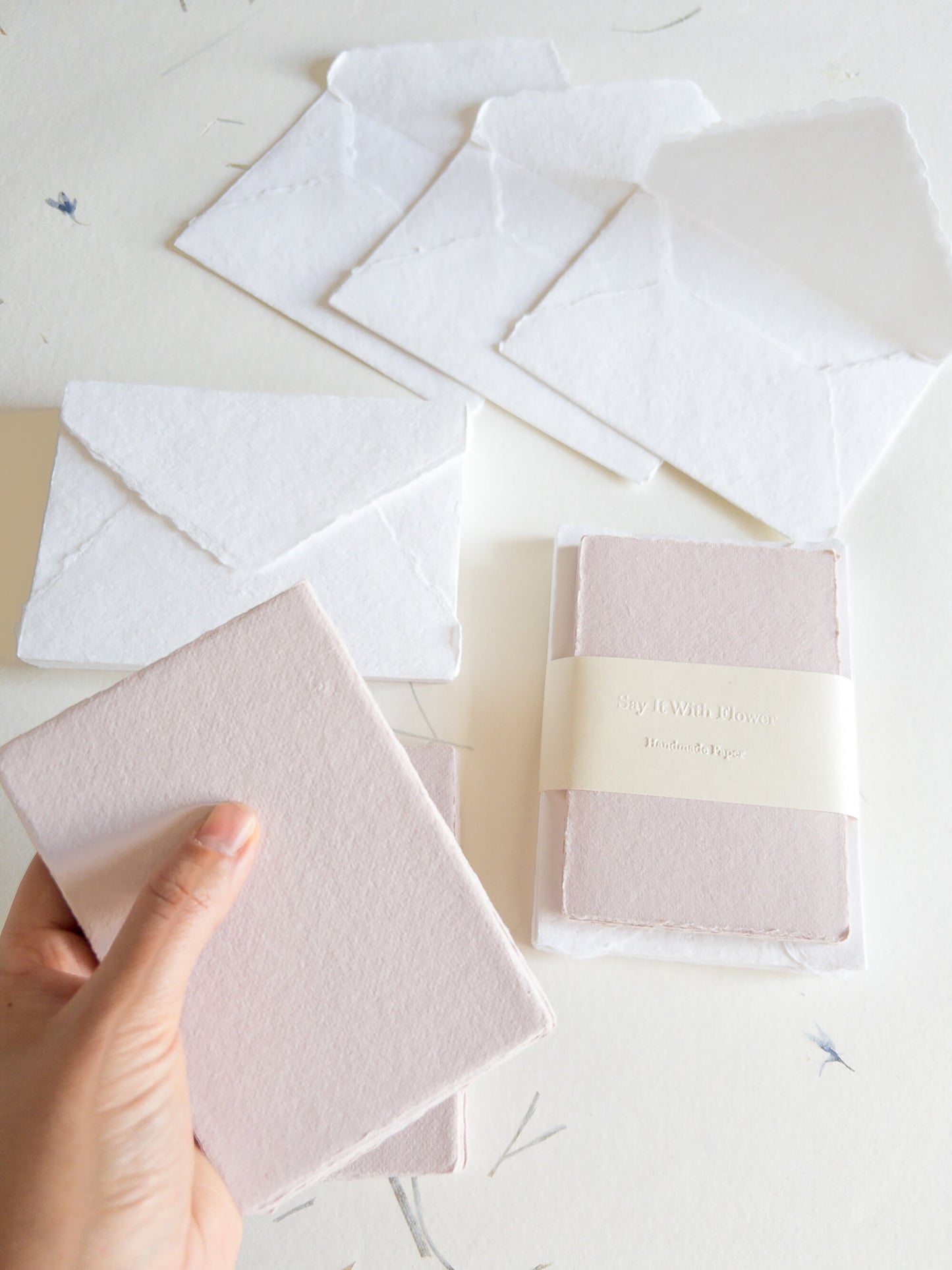 Vintage Rose Handmade Deckle Edge Cotton Paper 4 Bar envelope, 4 BAR Deckle Edge Paper, Invitation Calligraphy Paper, Papier Fait Main,