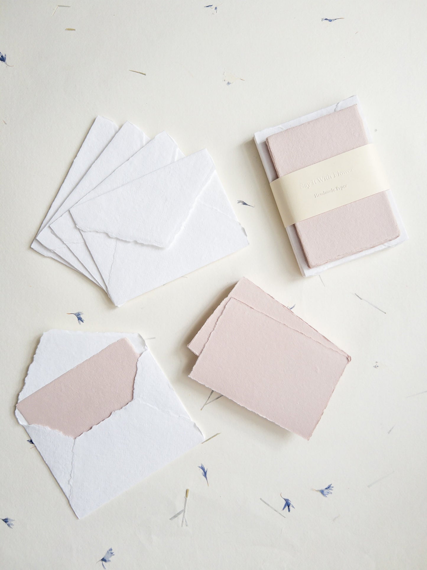 Vintage Rose Handmade Deckle Edge Cotton Paper 4 Bar envelope, 4 BAR Deckle Edge Paper, Invitation Calligraphy Paper, Papier Fait Main,