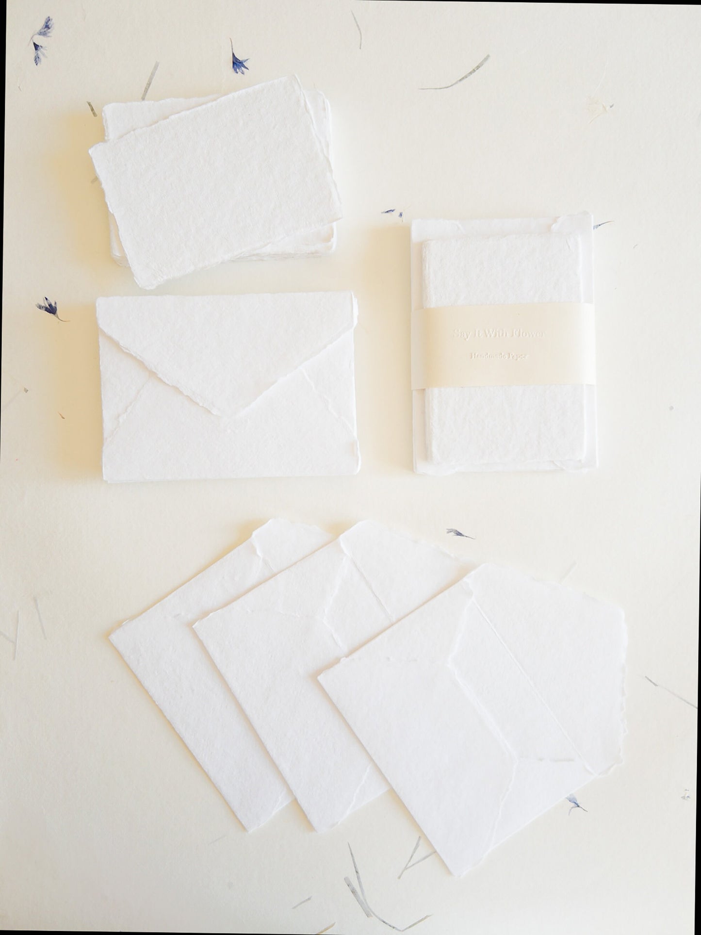 Soft White Handmade Deckle Edge Paper 4 Bar envelope, 4 BAR Deckle Edge Paper, invite Calligraphy Paper, Papier Fait Main,