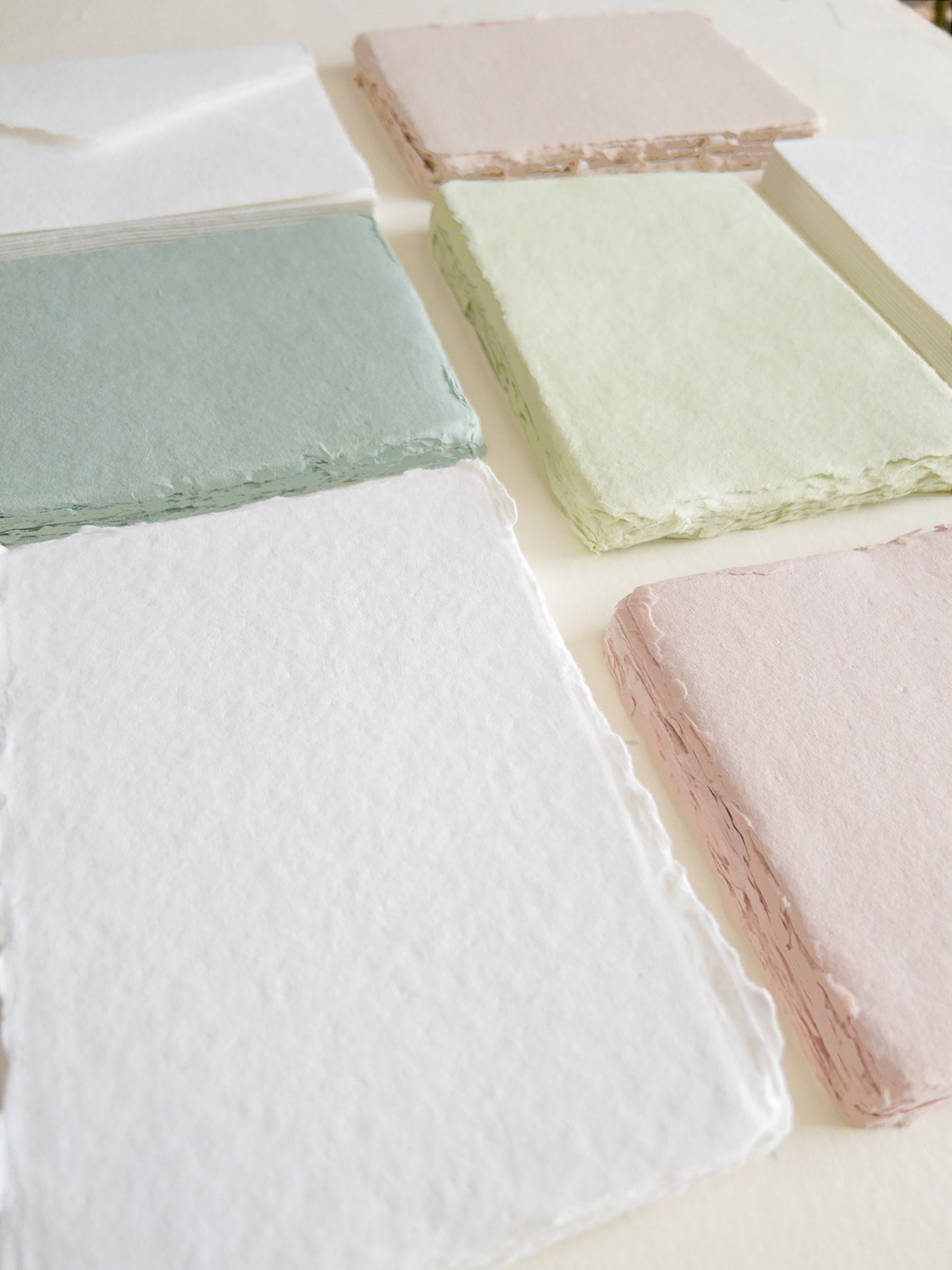 Set of 10 A6, multiple color Handmade Deckle Edge Paper and envelope, 4 BAR Paper, Handmade Cotton Rag Envelopes, papier coton