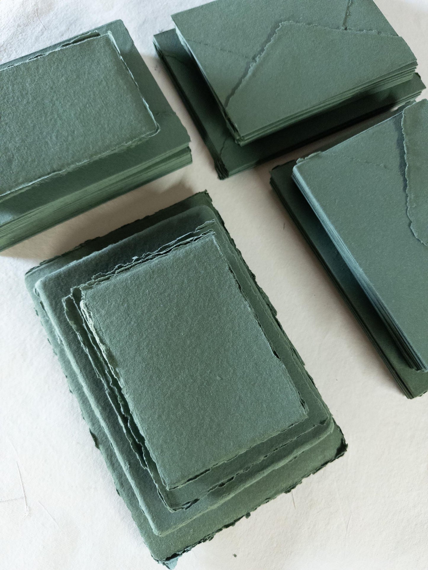 Forest Green Deckle Edge Paper & Envelopes