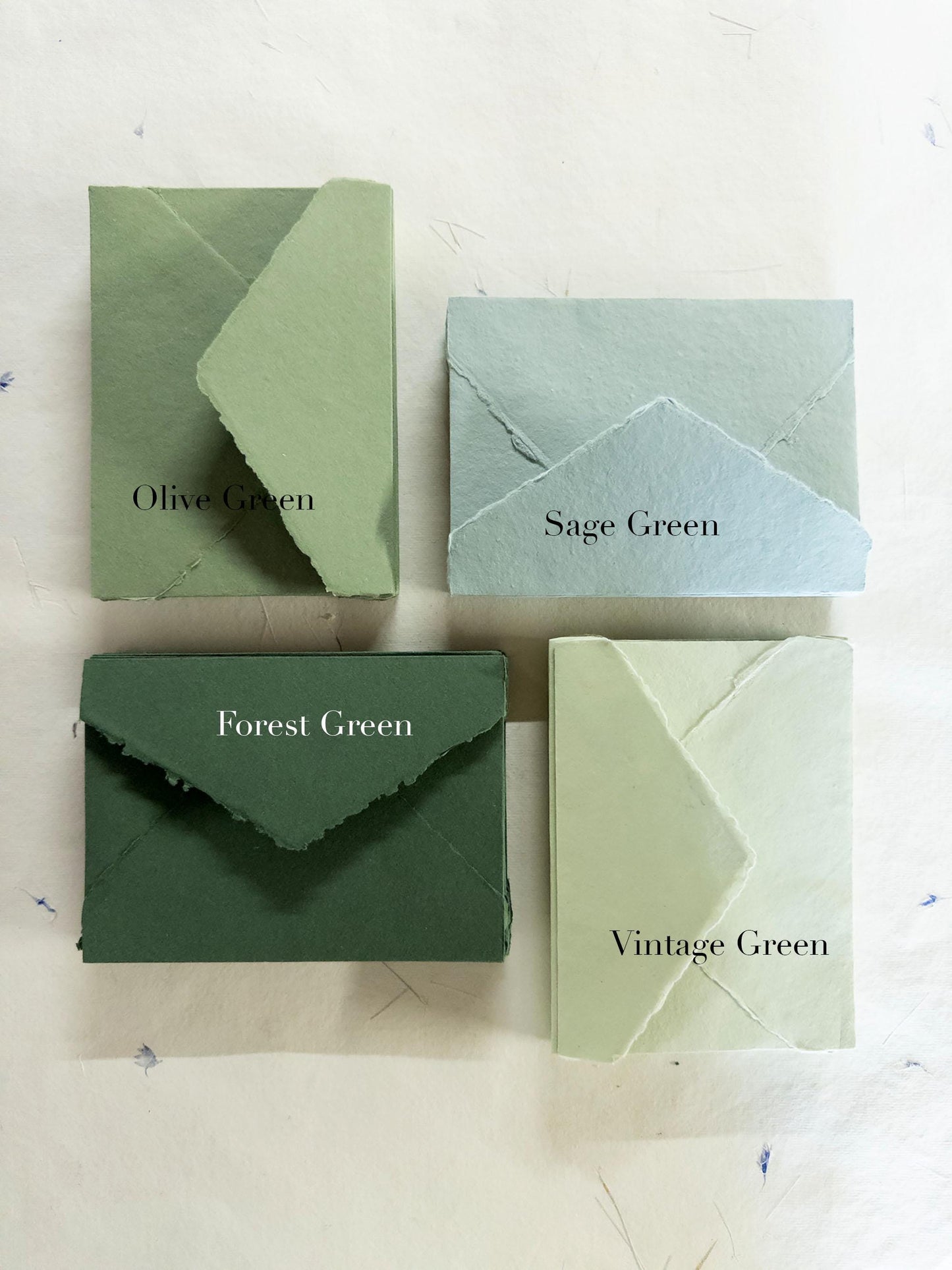 Forest Green Deckle Edge Paper & Envelopes