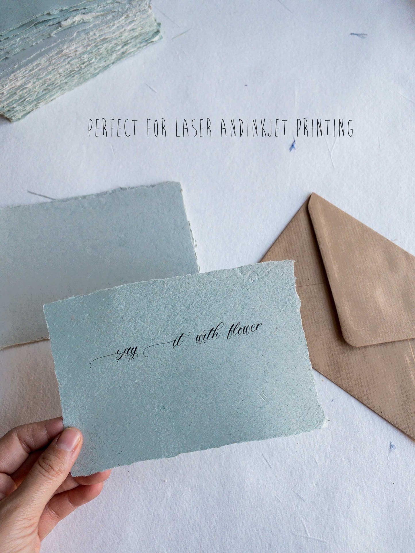 Handmade Deckle Edge Paper with Envelop, cotton Deckle Edge Paper, Invitation Paper, Calligraphy Paper, Papier Fait Main