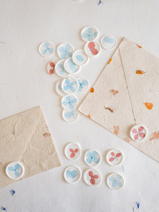 white wax Hydrangea flower Seals Stickers, Self Adhesive Wax Seals, flower Wax Seals, Invitation Wax Seals, Wedding Wax Seal Stickers