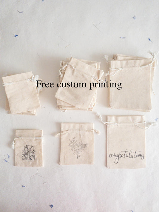 SET OF 10 cotton gift bags. warm white Fustian cotton sachets for Gifts or jewellery Pouches. Wedding party gift. Bag for wedding favor.
