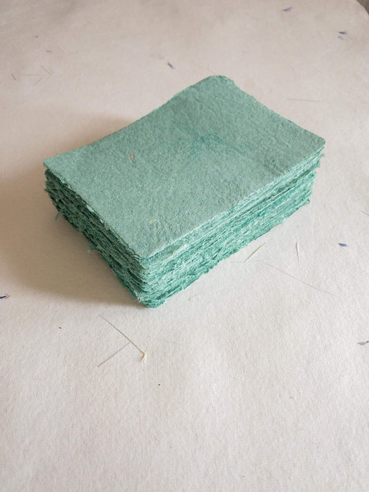 Set of 5 viridian Green Handmade Paper with Envelop, cotton Deckle Edge Paper, Invitation Paper,Stationery paper, Papier Fait Main