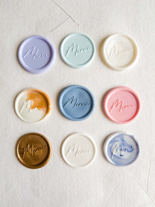 MERCI"" Self Adhesive wax seal, Merci wax seal , Gold Leaf Wax Seals, Invitation Wax Seals, Wedding Wax Seal Stickers