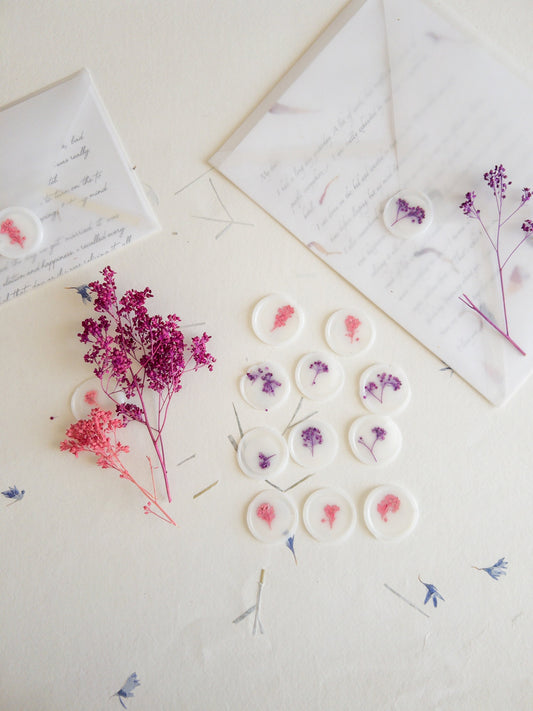 Vellum seal Pressed flower Seals Stickers, Self Adhesive Wax Seals, flower Wax Seals, Invitation Wax Seals, Wedding Wax Seal Stickers