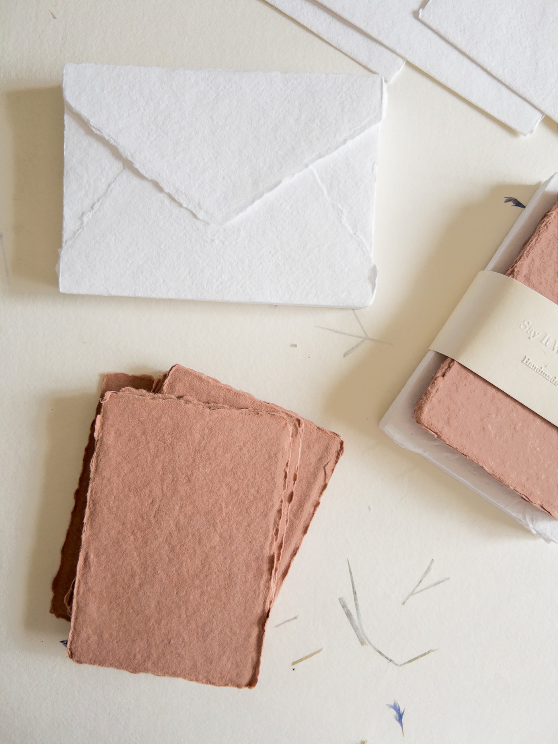 Terra Cotta , CLAY Handmade Deckle Edge Cotton Paper 4 Bar envelope, 4 BAR Paper, Invitation Calligraphy Paper, Papier Fait Main,