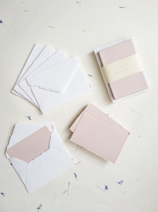 Vintage Rose Handmade Deckle Edge Cotton Paper 4 Bar envelope, 4 BAR Deckle Edge Paper, Invitation Calligraphy Paper, Papier Fait Main,