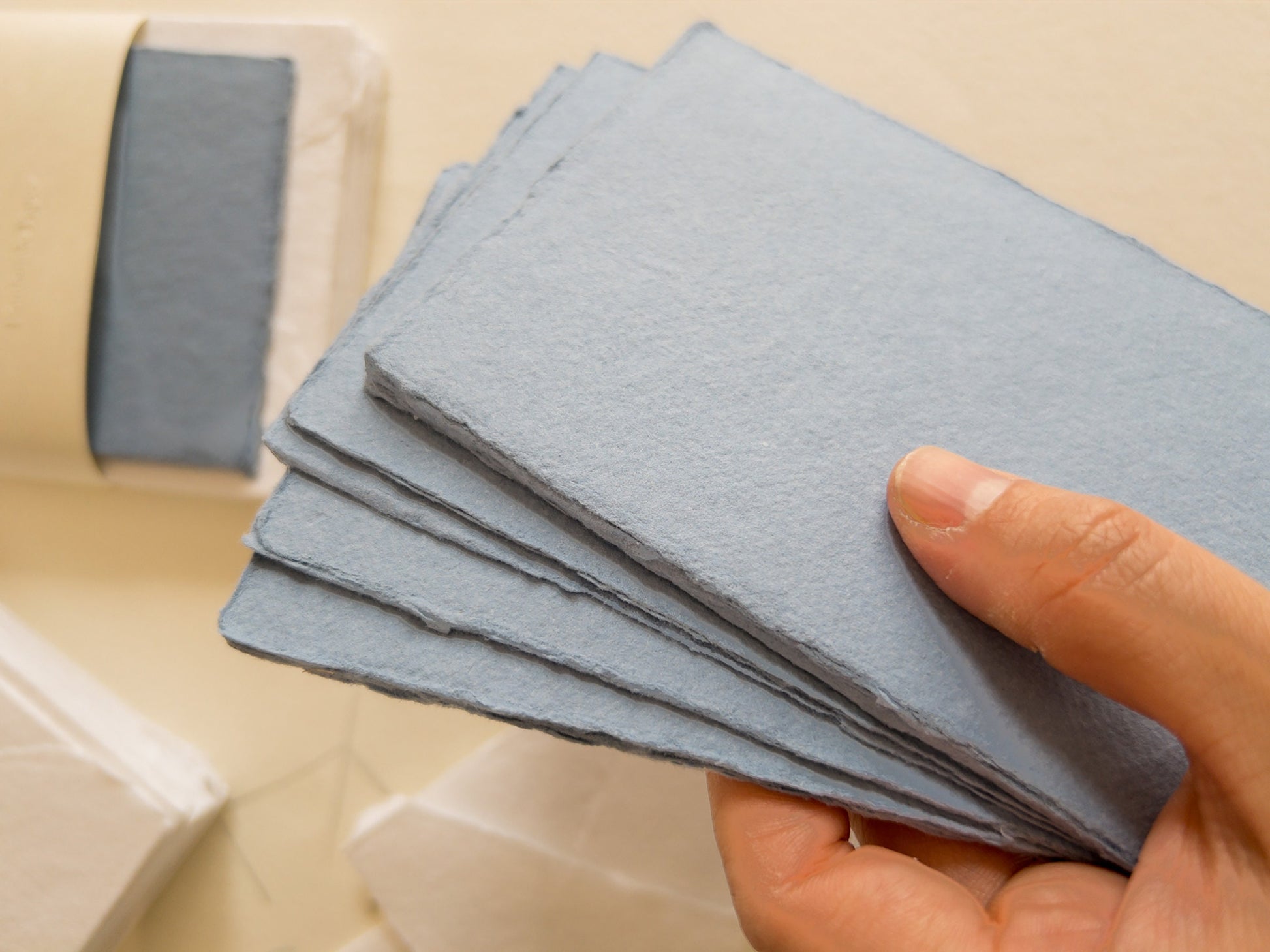 Dusty Blue Handmade Deckle Edge Cotton Paper 4 Bar envelope, 4 BAR Deckle Edge Paper, Invitation Calligraphy Paper, Papier Fait Main,