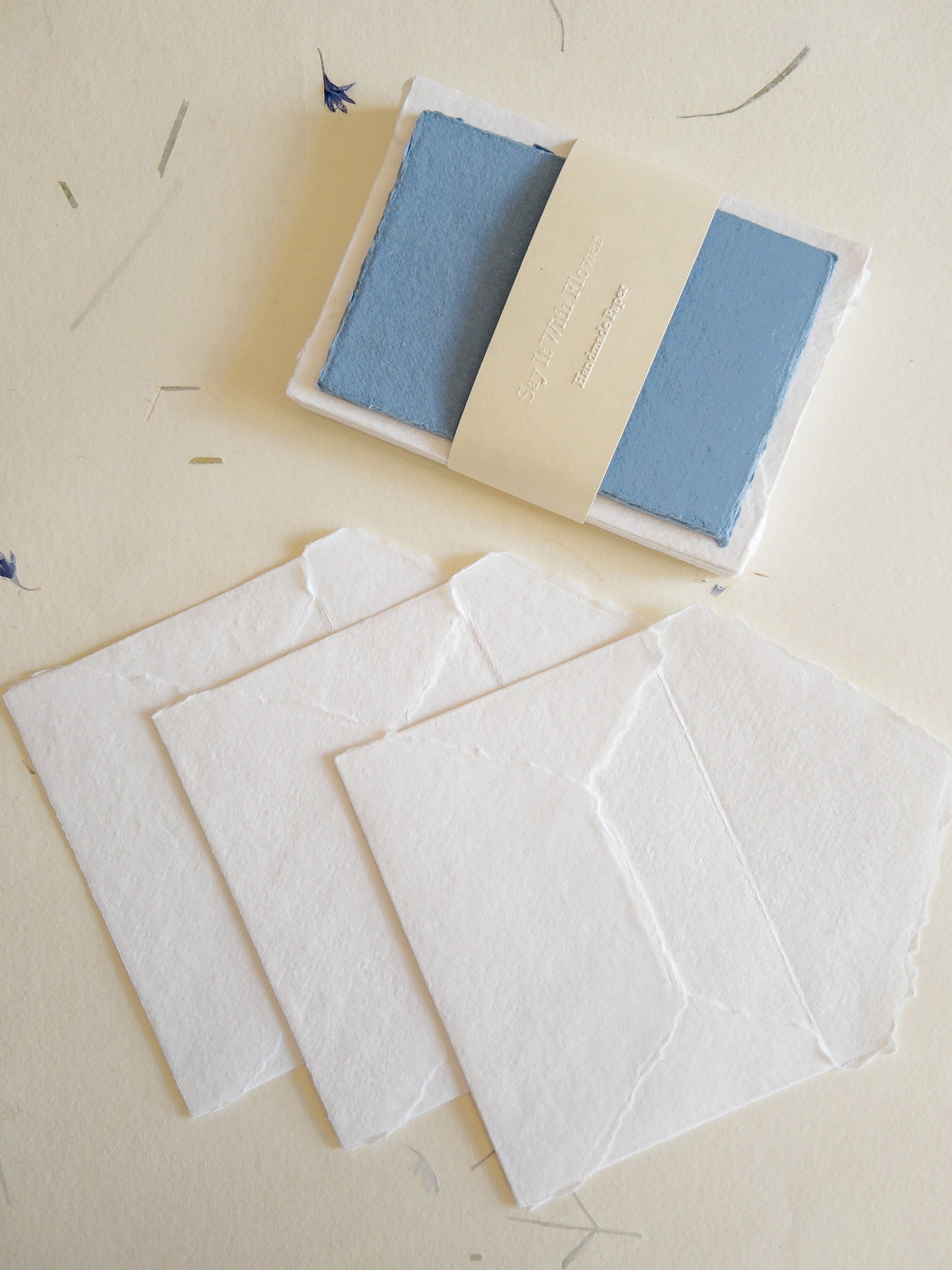 Dusty Blue Handmade Deckle Edge Cotton Paper 4 Bar envelope, 4 BAR Deckle Edge Paper, Invitation Calligraphy Paper, Papier Fait Main,