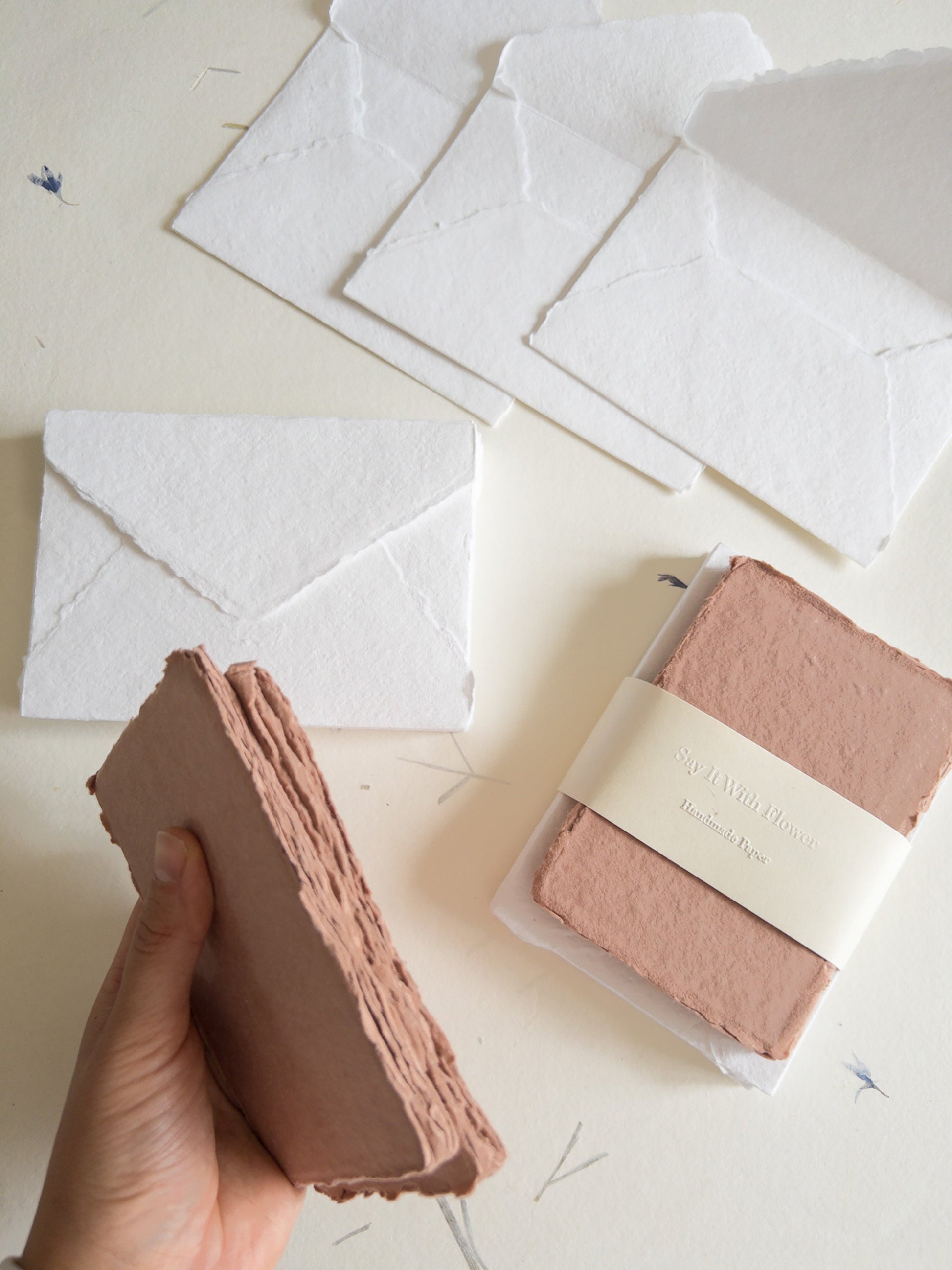 Terra Cotta , CLAY Handmade Deckle Edge Cotton Paper 4 Bar envelope, 4 BAR Paper, Invitation Calligraphy Paper, Papier Fait Main,