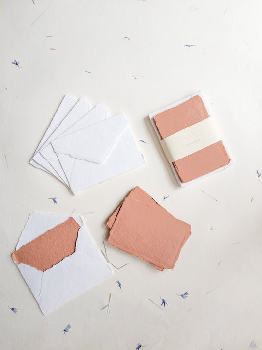 Terra Cotta Handmade Deckle Edge Cotton Paper 4 Bar envelope, 4 BAR Deckle Edge Paper, Invitation Calligraphy Paper, Papier Fait Main,