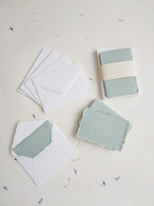 Sage green, Sage green Handmade Deckle Edge Paper 4 Bar envelope, 4 BAR Deckle Edge Paper, invite Calligraphy Paper, Handmade Paper,