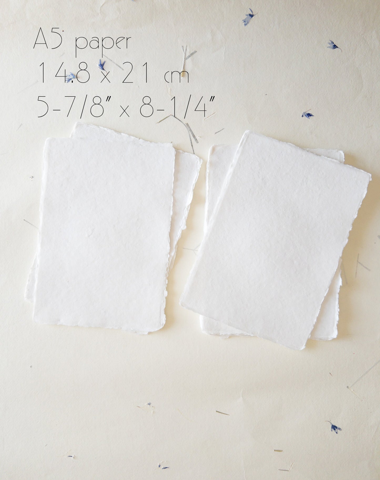 Pack of 100 Assorted sizes WHITE DECKLE EDGE Paper, multiple sizes Handmade paper and envelope, Handmade Cotton Rag Envelopes, papier coton