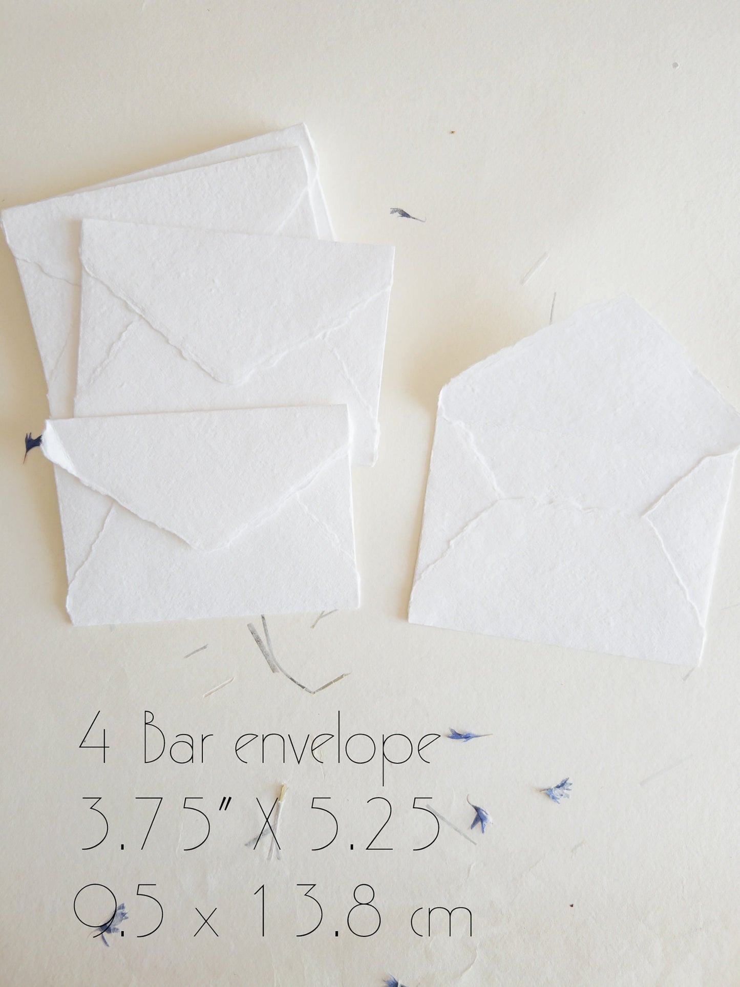 Pack of 100 Assorted sizes WHITE DECKLE EDGE Paper, multiple sizes Handmade paper and envelope, Handmade Cotton Rag Envelopes, papier coton