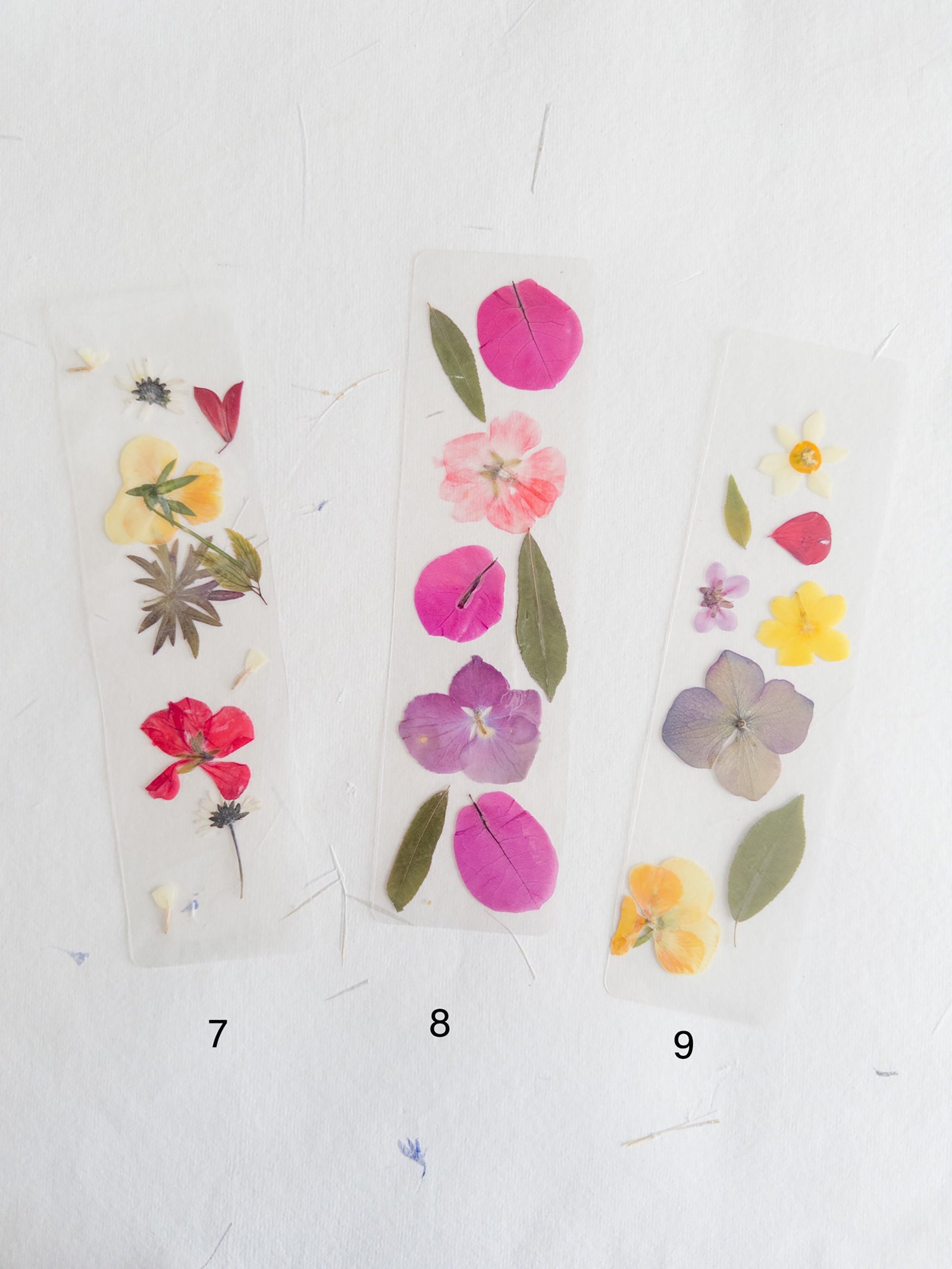Transparent pressed flower bookmark, mixed flowers, handmade bookmark, gift, dried flower, fleur séchée , marque page laminated bookmark