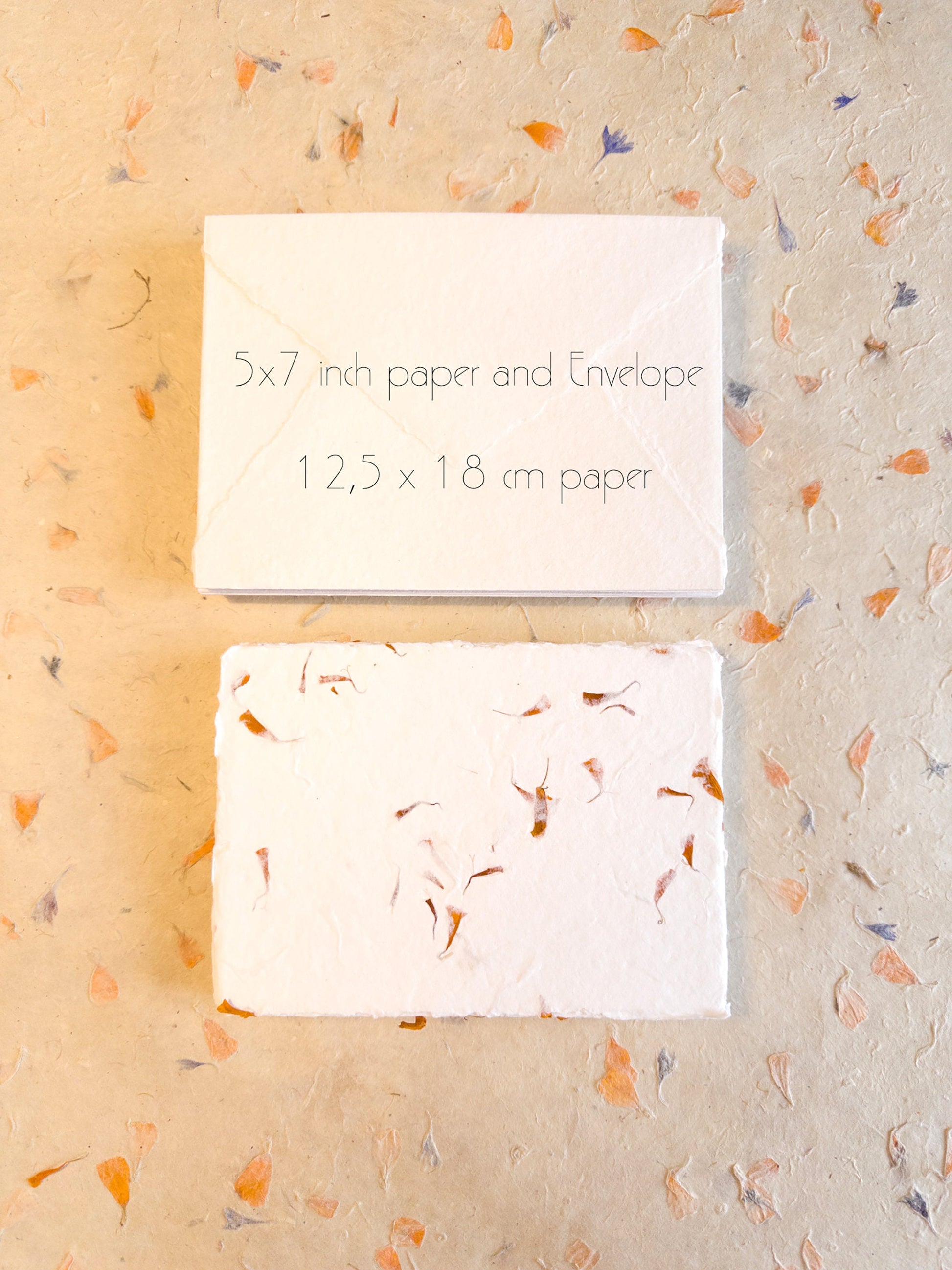 Handmade paper Papier Fait Main Marigold Handmade Deckle Edge paper deckle edge Envelop, 5x7 paper, Cotton rag paper, Invitation Paper,