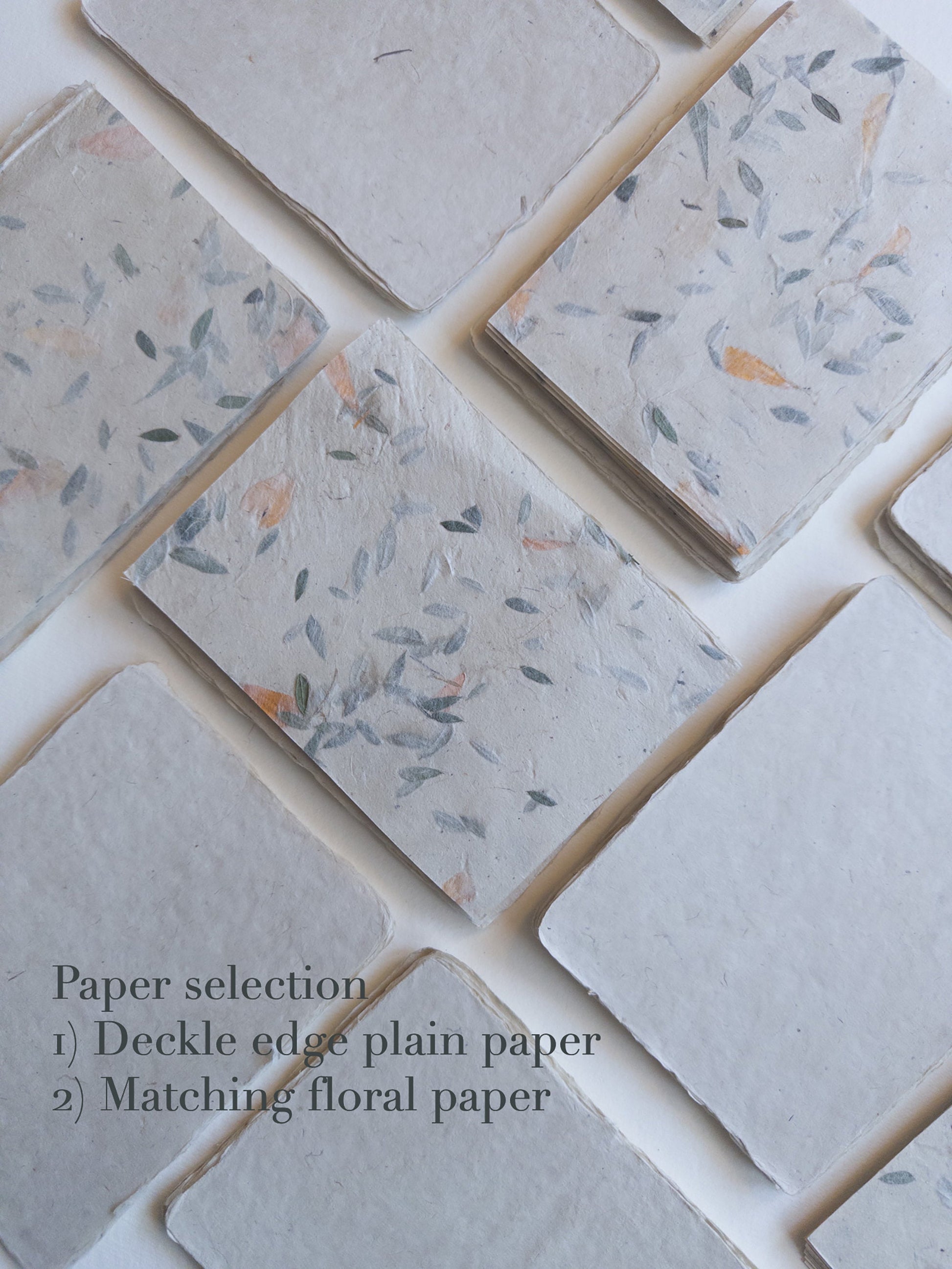 Fern paper SET OF FIVE Handmade paper with Envelop, real pressed Fern 5x7 paper, A6 paper, Invitation Paper, inkjet paper, Papier Fait Main