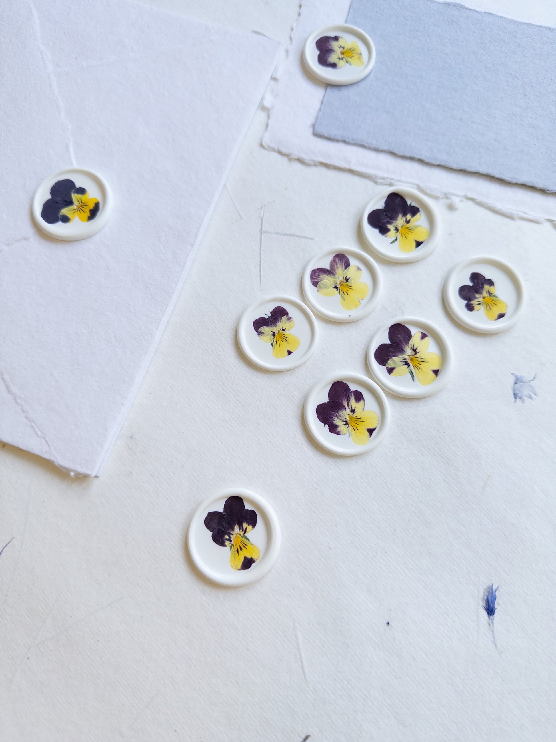 Pansy Pressed flower Seals, Self Adhesive Wax Seals, wedding DIY, flower Wax Seals, pensée fleur Wax Seals, Wedding Wax Seal Stickers