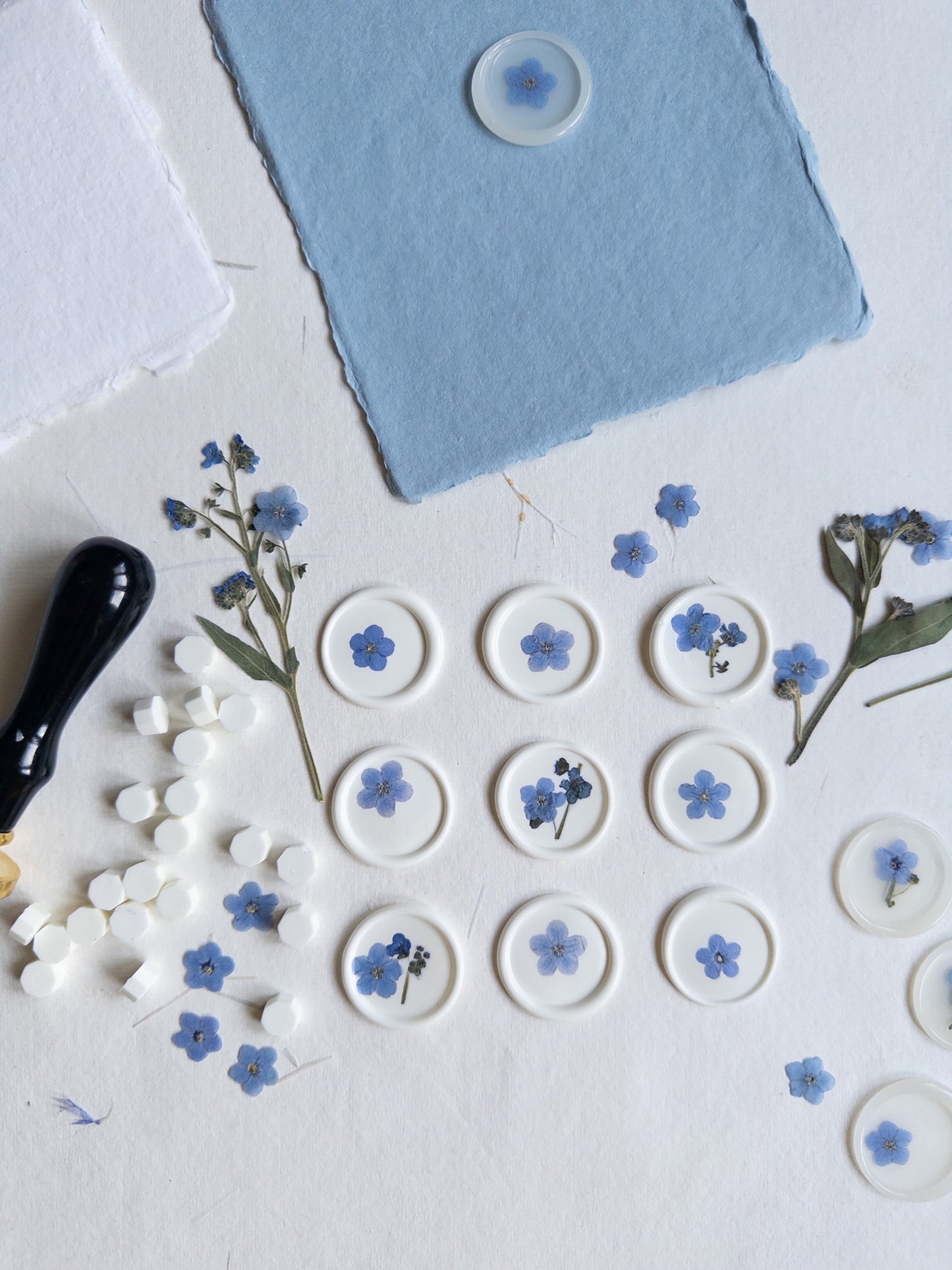 Forget-me-not wax seals