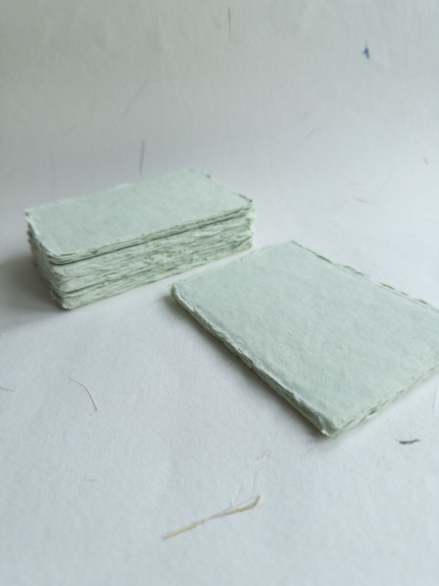 Soft White, blush, dusty blue, beige Handmade Deckle Edge Paper 2.5" X 3.5" place card Deckle Edge Paper, invite Paper, Handmade Paper,