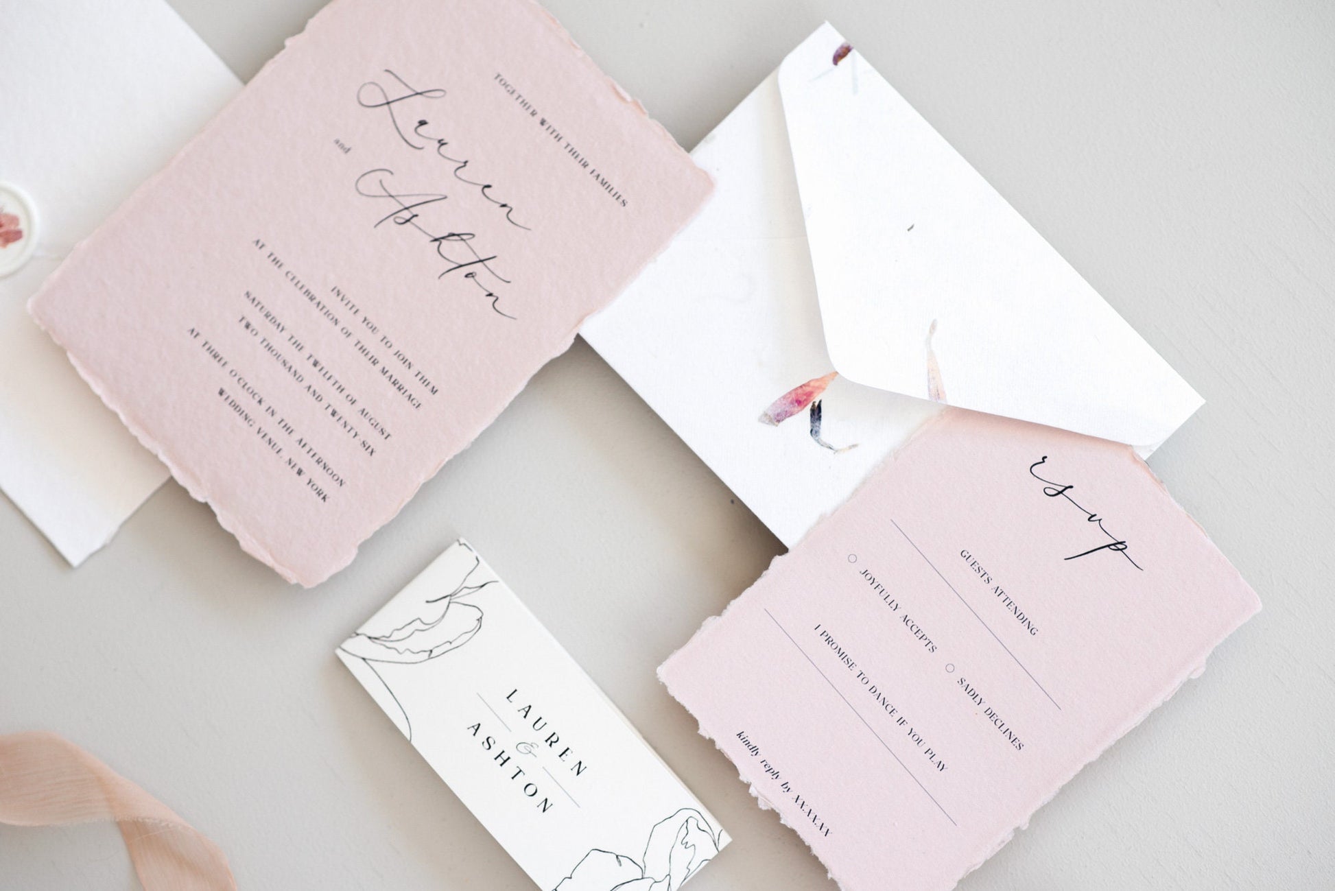 Invitation set paper A6, 5X7 inch multiple color Handmade Deckle Edge Paper and envelope print at home, wedding invitation, papier cotton