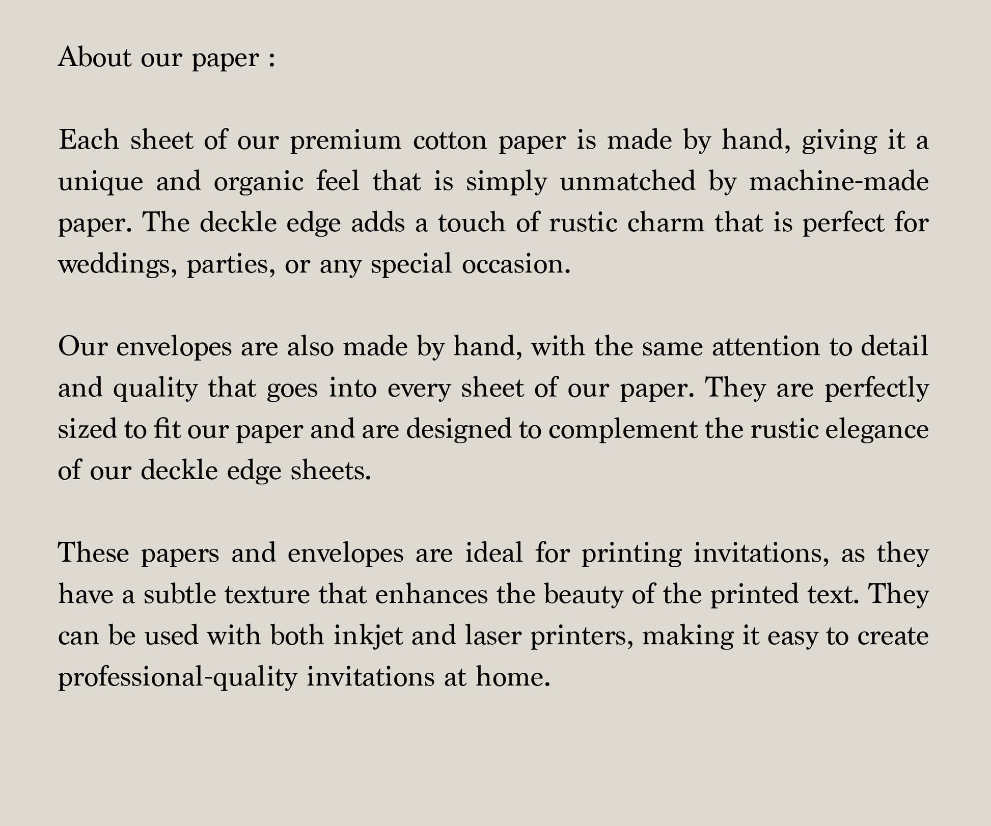 4Bar Beige paper and envelope set