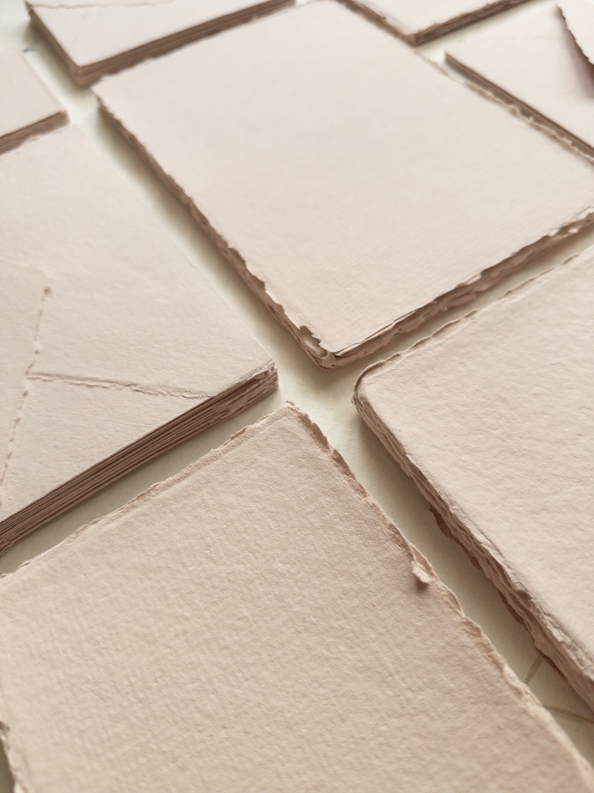 Pack of 10 Assorted sizes Blush DECKLE EDGE Paper, Vieux Rose Handmade envelope, Handmade Cotton Rag Envelopes, papier coton