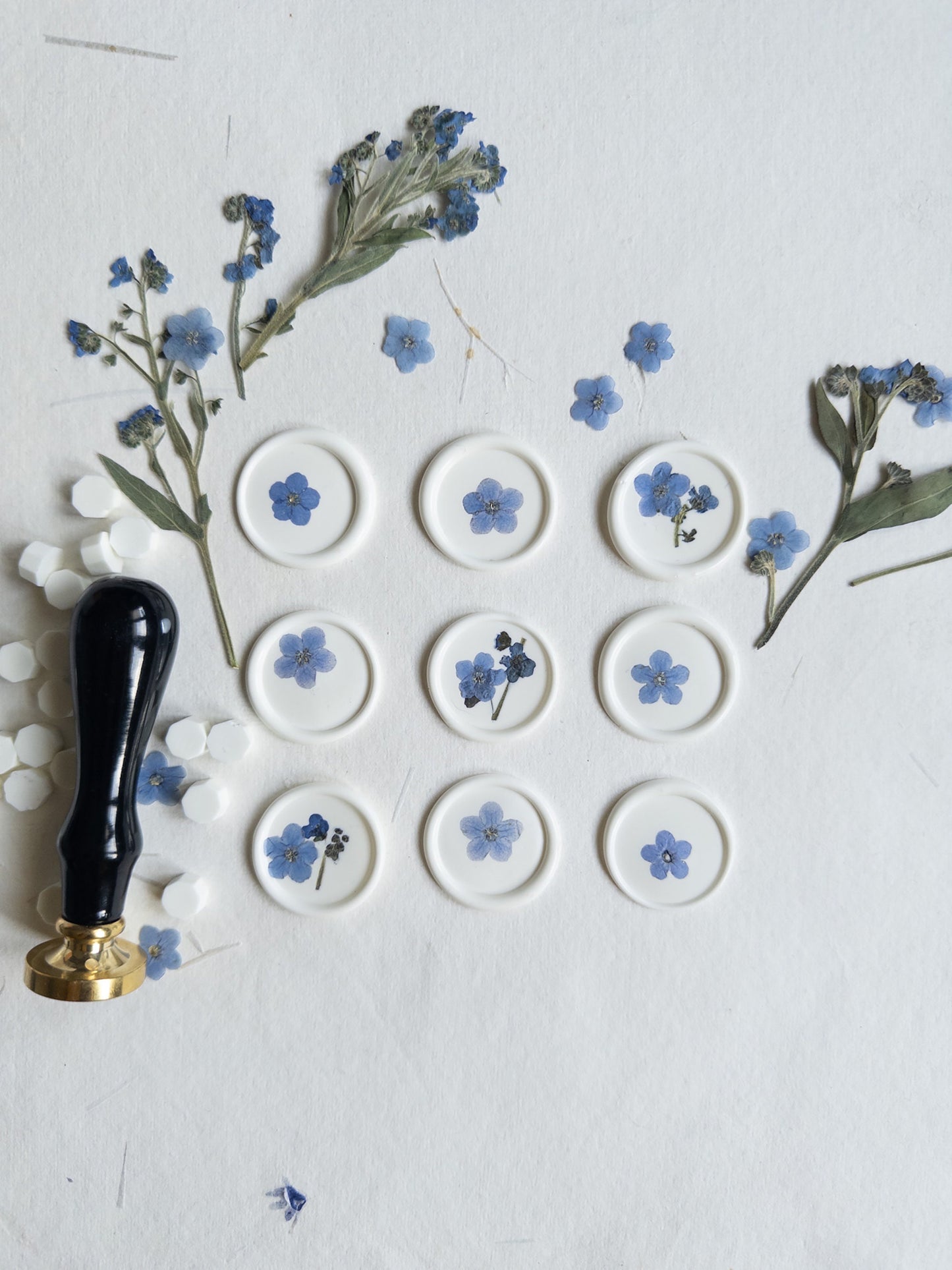 Forget-me-not wax seals