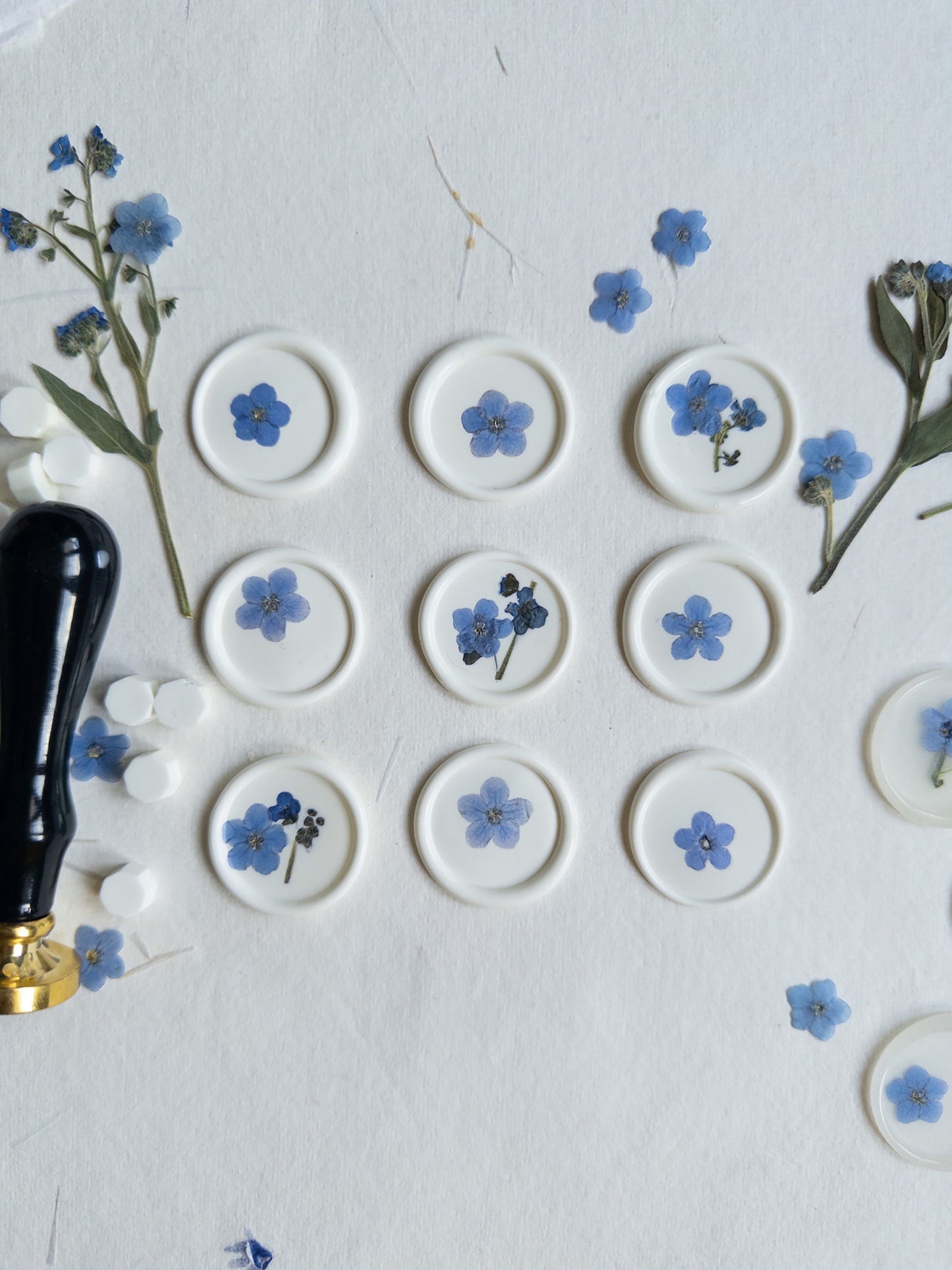 Forget-me-not wax seals