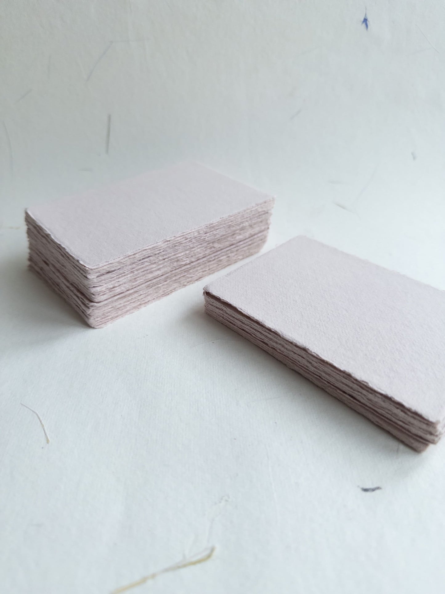 Soft White, blush, dusty blue, beige Handmade Deckle Edge Paper 2.5" X 3.5" place card Deckle Edge Paper, invite Paper, Handmade Paper,