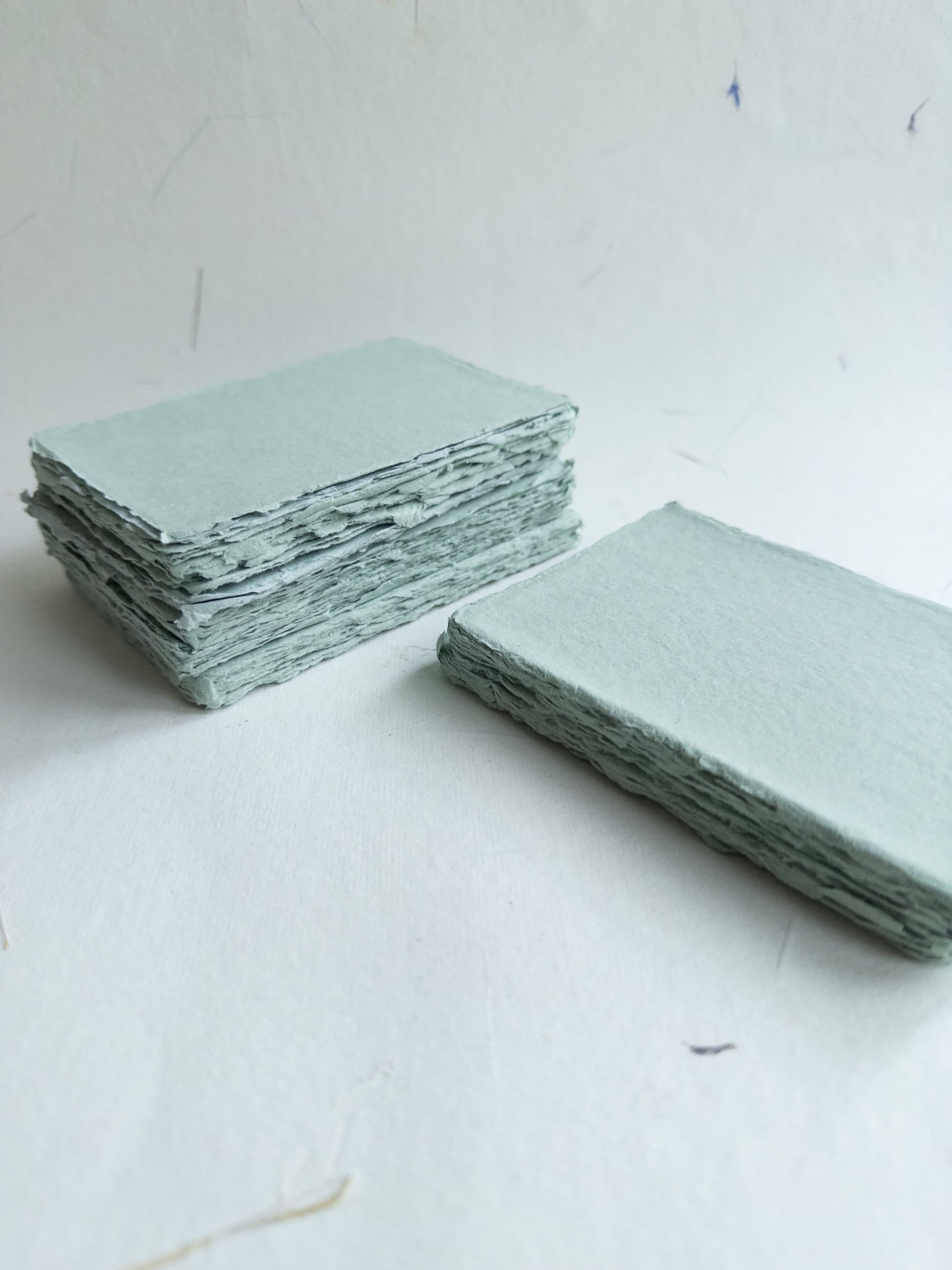 Soft White, blush, dusty blue, beige Handmade Deckle Edge Paper 2.5" X 3.5" place card Deckle Edge Paper, invite Paper, Handmade Paper,