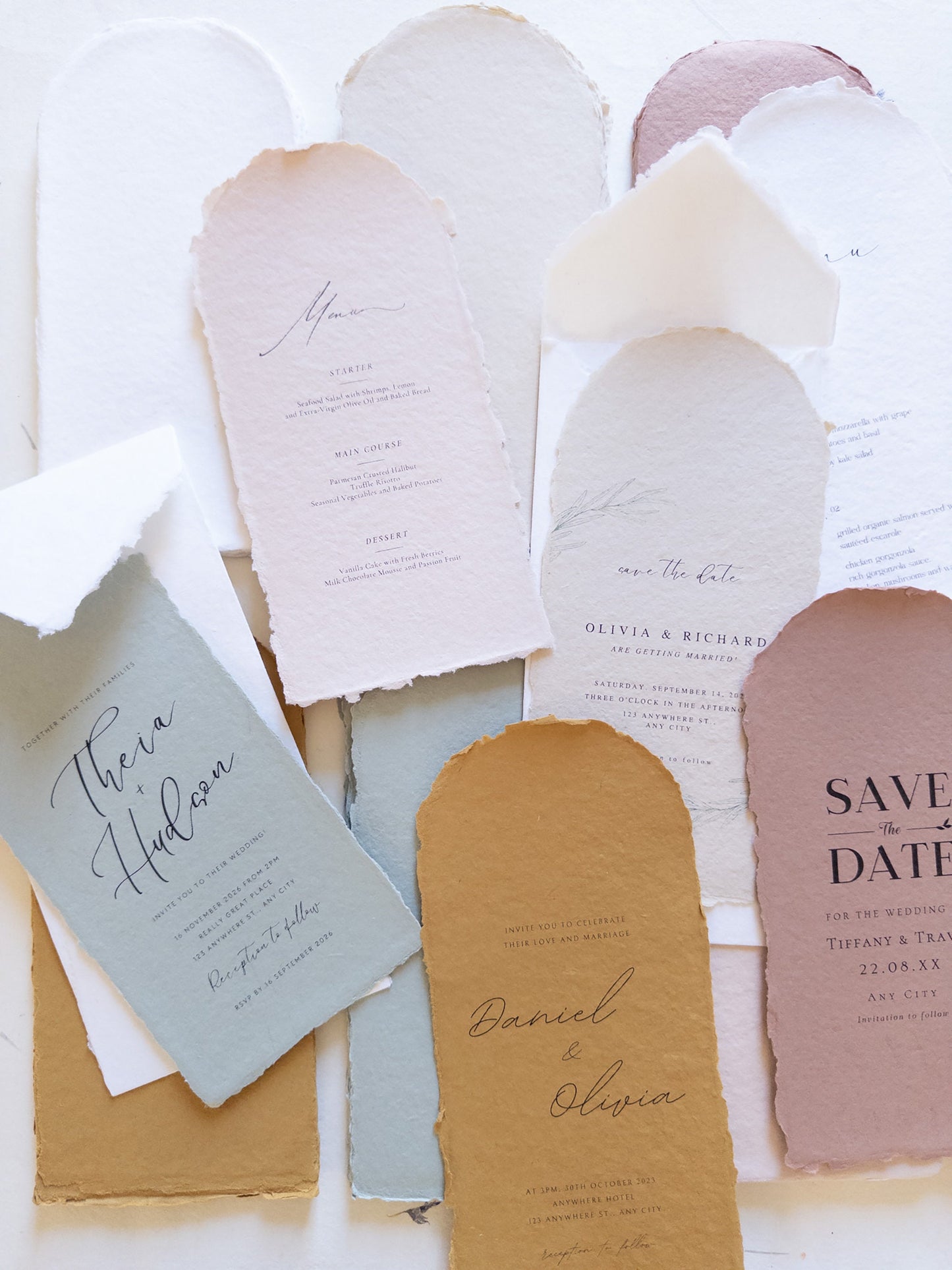 Arched paper Soft White, blush, luscious, beige Handmade Deckle Edge Paper , invite Paper, Handmade Paper, wedding invitation, save the date