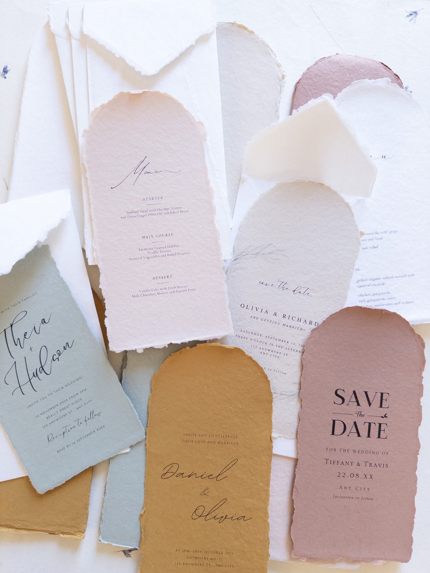 Arched paper Soft White, blush, Invitations de mariage Arch, beige Handmade Deckle Edge Paper , invite Paper, Handmade Paper, wedding invita