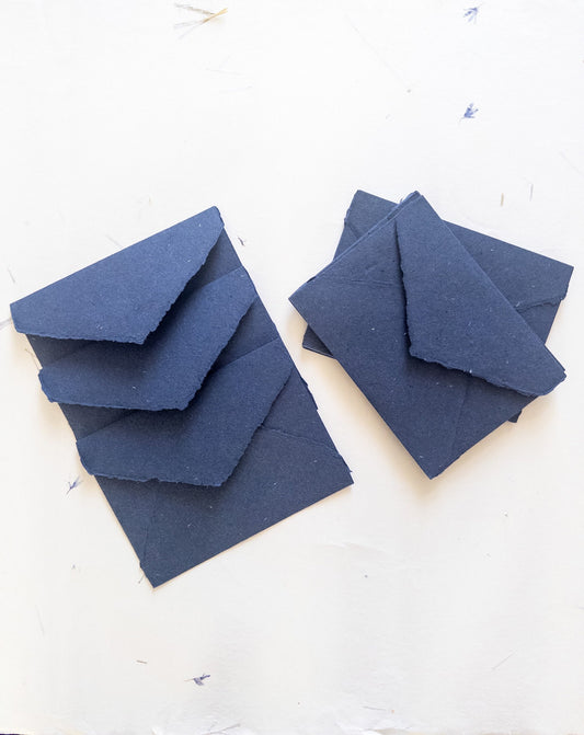 Indigo blue , blush, luscious, beige Handmade Deckle Edge Envelope 4Bar, C6 Deckle Edge Paper, 5x7 Envelope, Handmade Paper,
