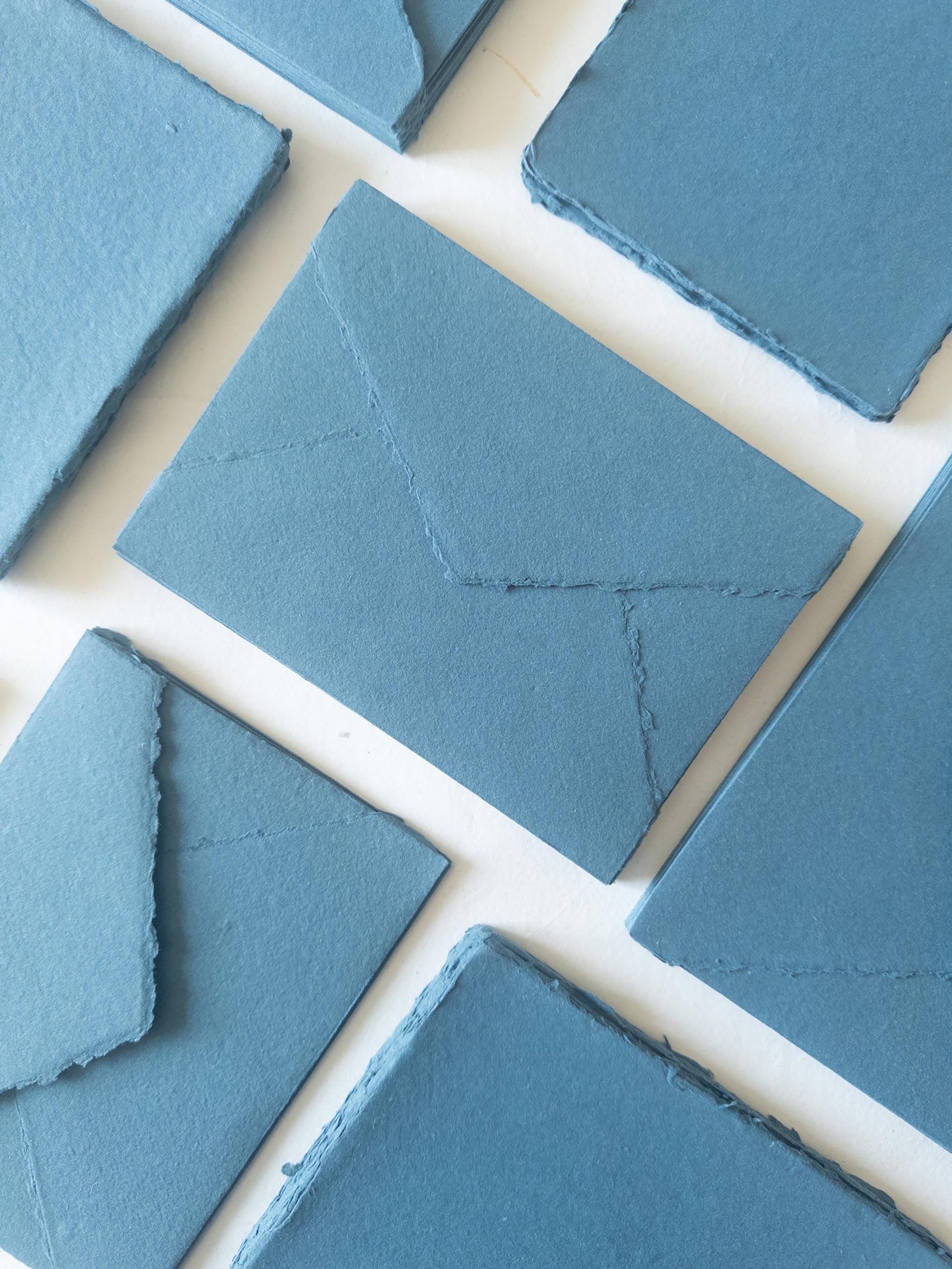 Teal paper Pack of 10 Handmade Beige Cotton Rag Paper & Envelopes – Deckle Edge, Teal Stationery,papier sarcelle, Faire-Part, Papier Coton