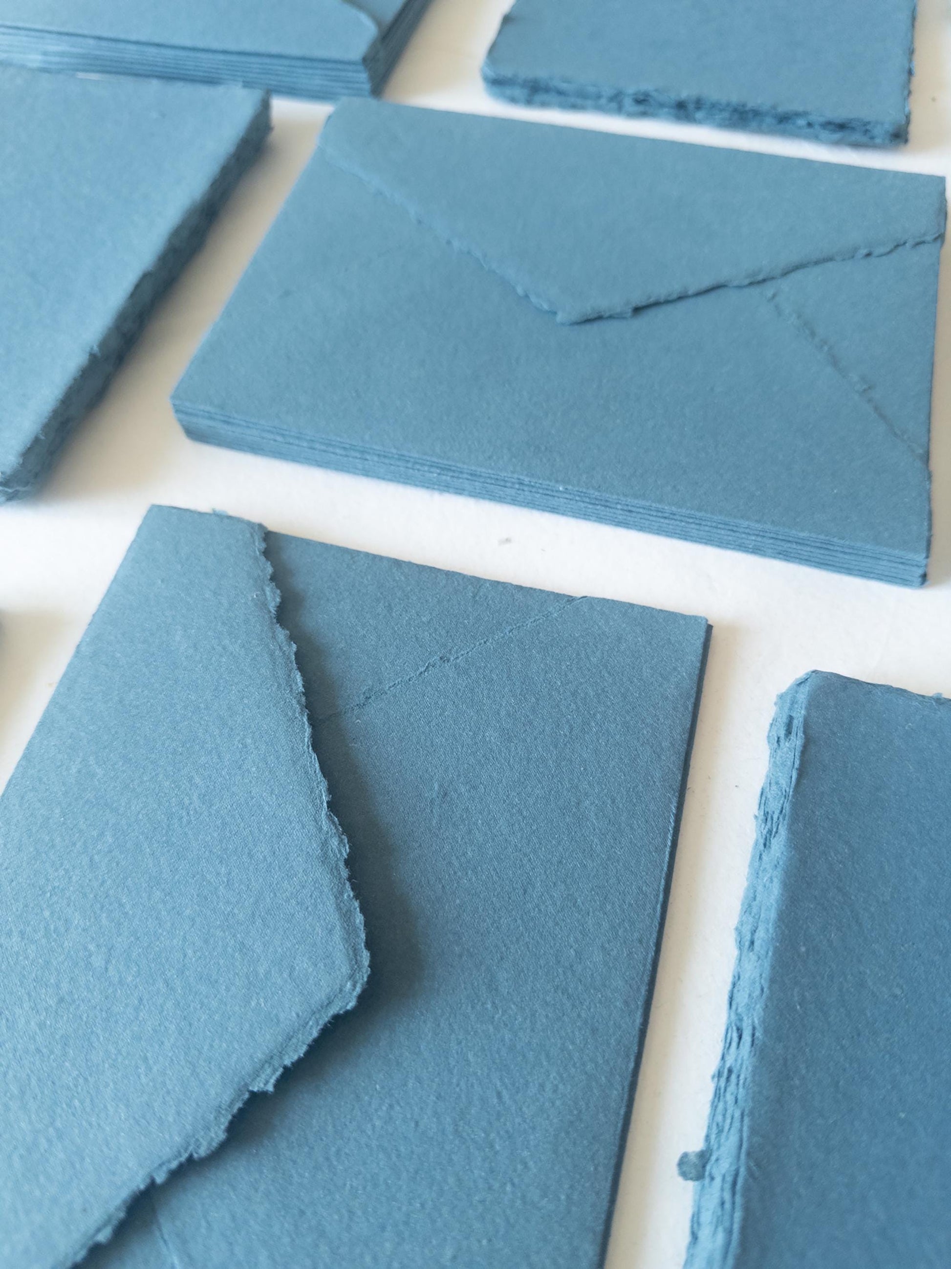 Teal paper Pack of 10 Handmade Beige Cotton Rag Paper & Envelopes – Deckle Edge, Teal Stationery,papier sarcelle, Faire-Part, Papier Coton