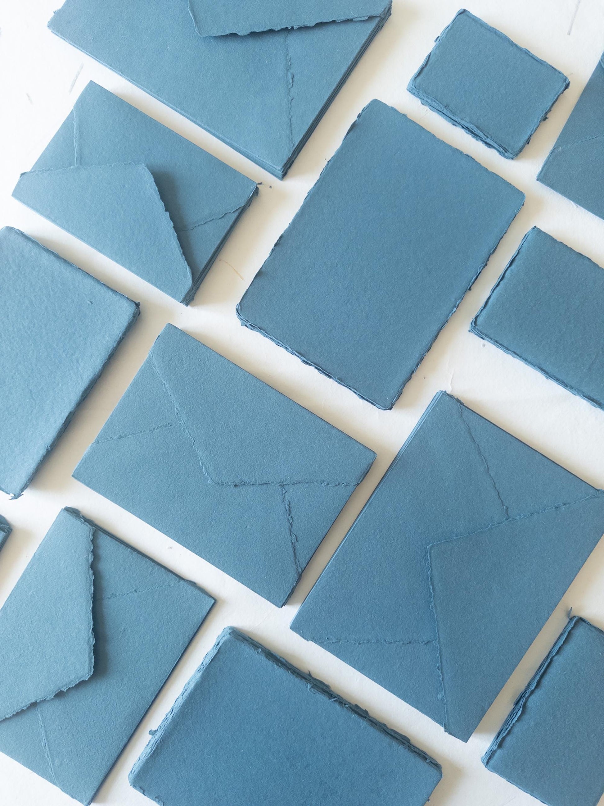 Teal paper Pack of 10 Handmade Beige Cotton Rag Paper & Envelopes – Deckle Edge, Teal Stationery,papier sarcelle, Faire-Part, Papier Coton